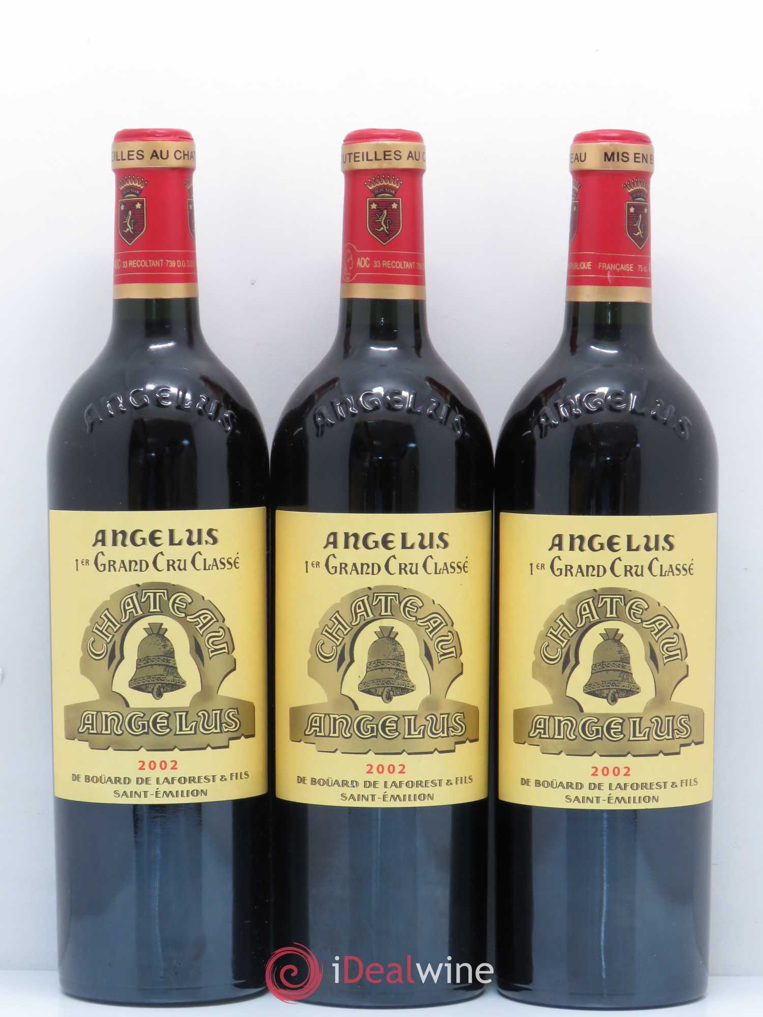 Château Angélus 1er Grand Cru Classé A 2002 - Lot de 3 bouteilles - 0