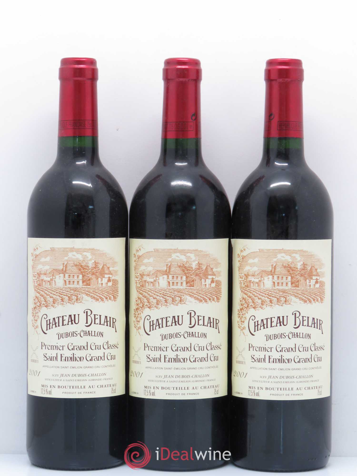 Château Belair (Belair-Monange) 1er Grand Cru Classé B 2001 - Lot de 6 bouteilles - 1