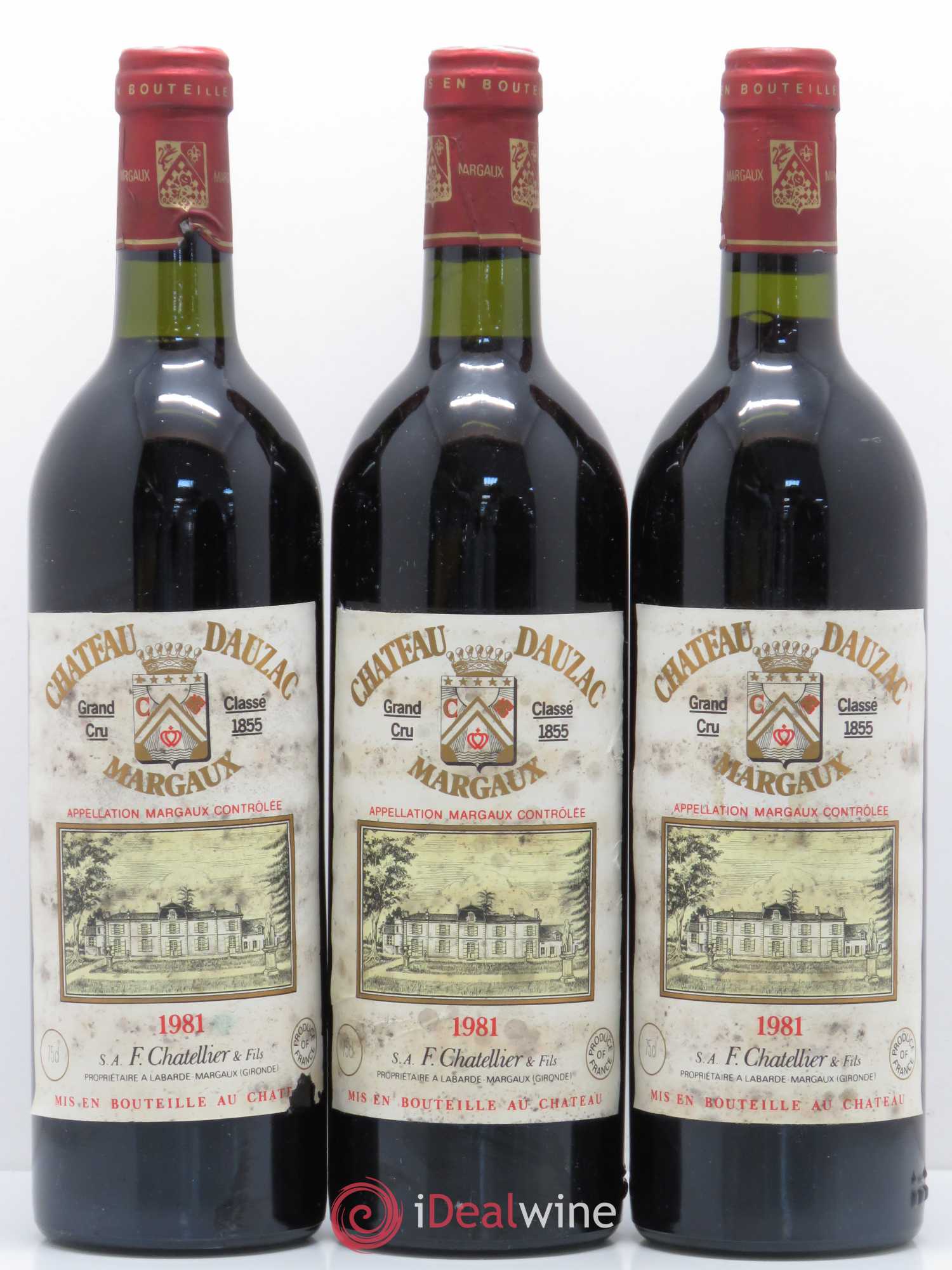 Château Dauzac 5ème Grand Cru Classé 1981 - Lot de 3 bouteilles - 0