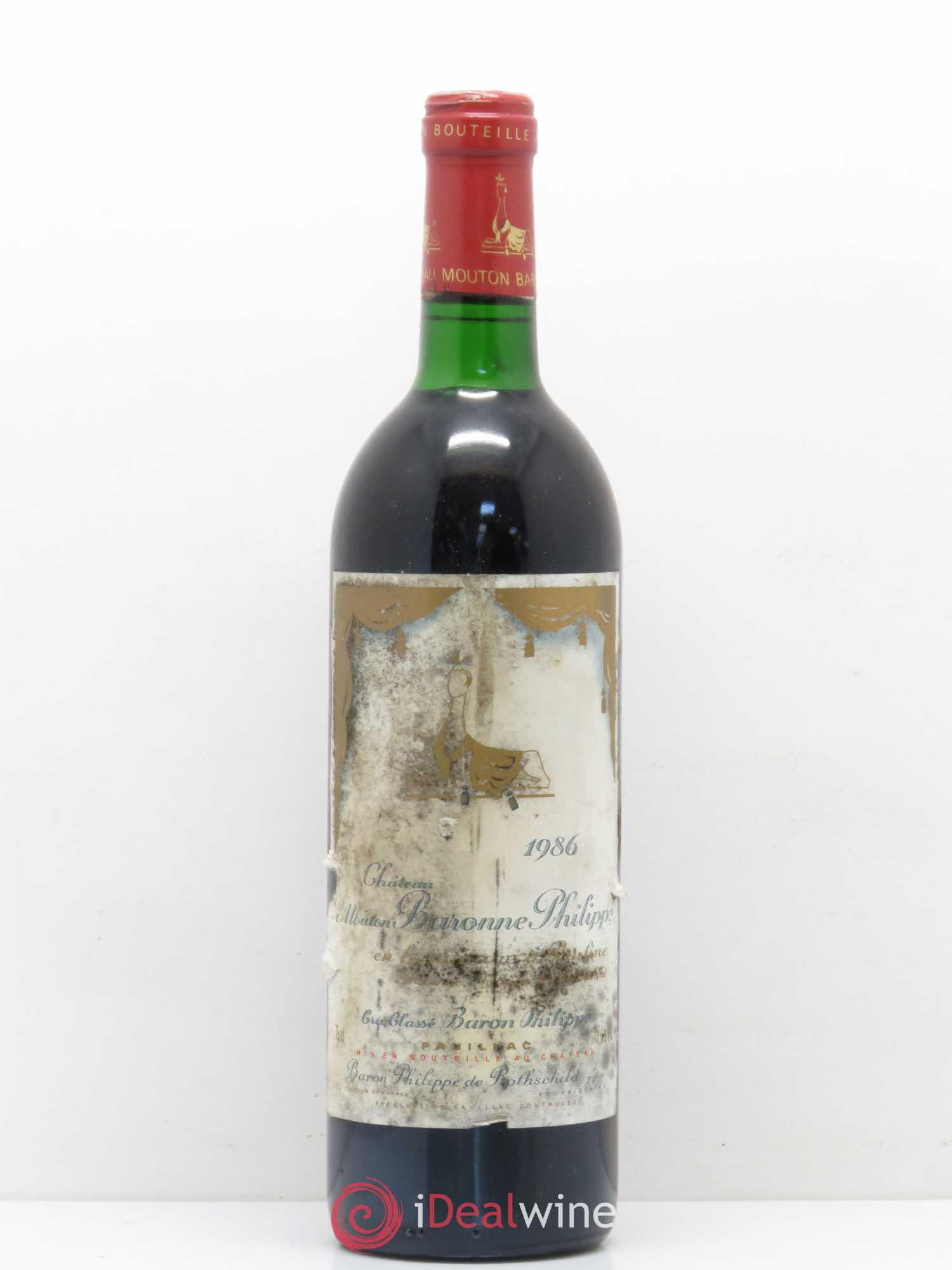 Château d' Armailhac - Mouton Baron(ne) Philippe 5ème Grand Cru Classé 1986 - Lot de 1 bouteille - 0