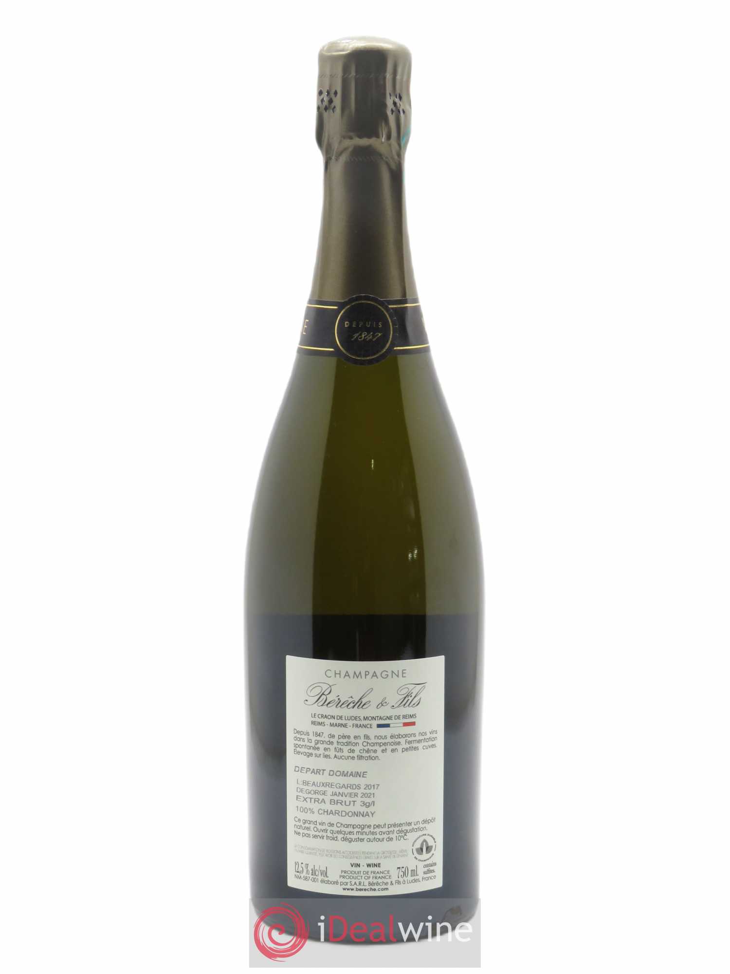 Les Beaux Regards Extra-Brut Bérêche et Fils 2017 - Lot de 1 bouteille - 1