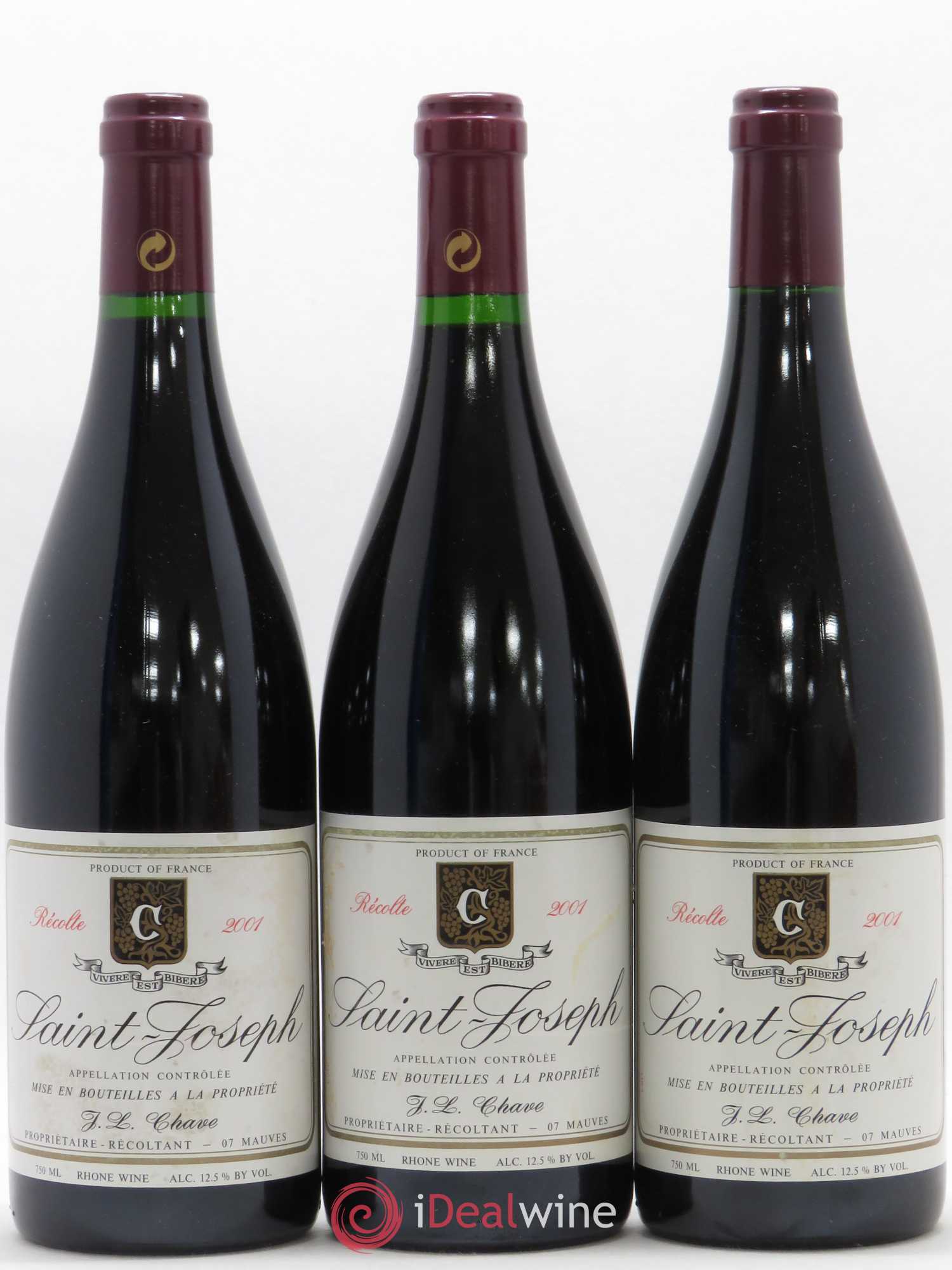 Saint-Joseph Jean-Louis Chave 2001 - Lot de 3 bouteilles - 0