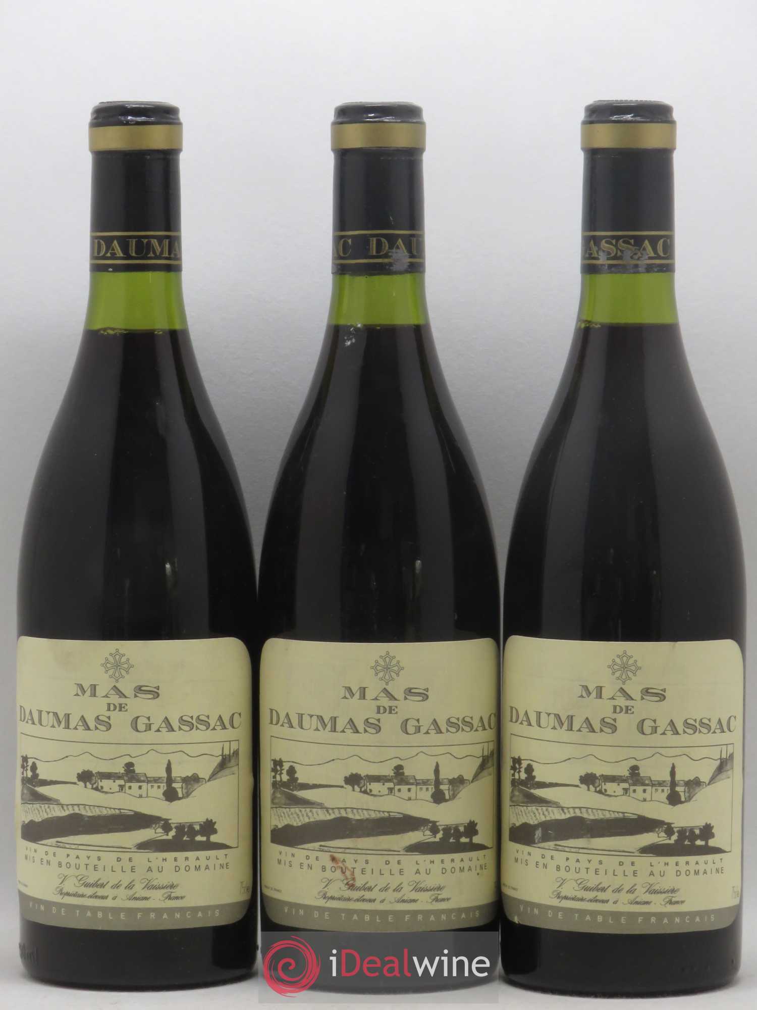Saint-Guilhem-le-Désert - Cité d'Aniane Mas Daumas Gassac Famille Guibert de La Vaissière 1985 - Lot de 3 bouteilles - 0