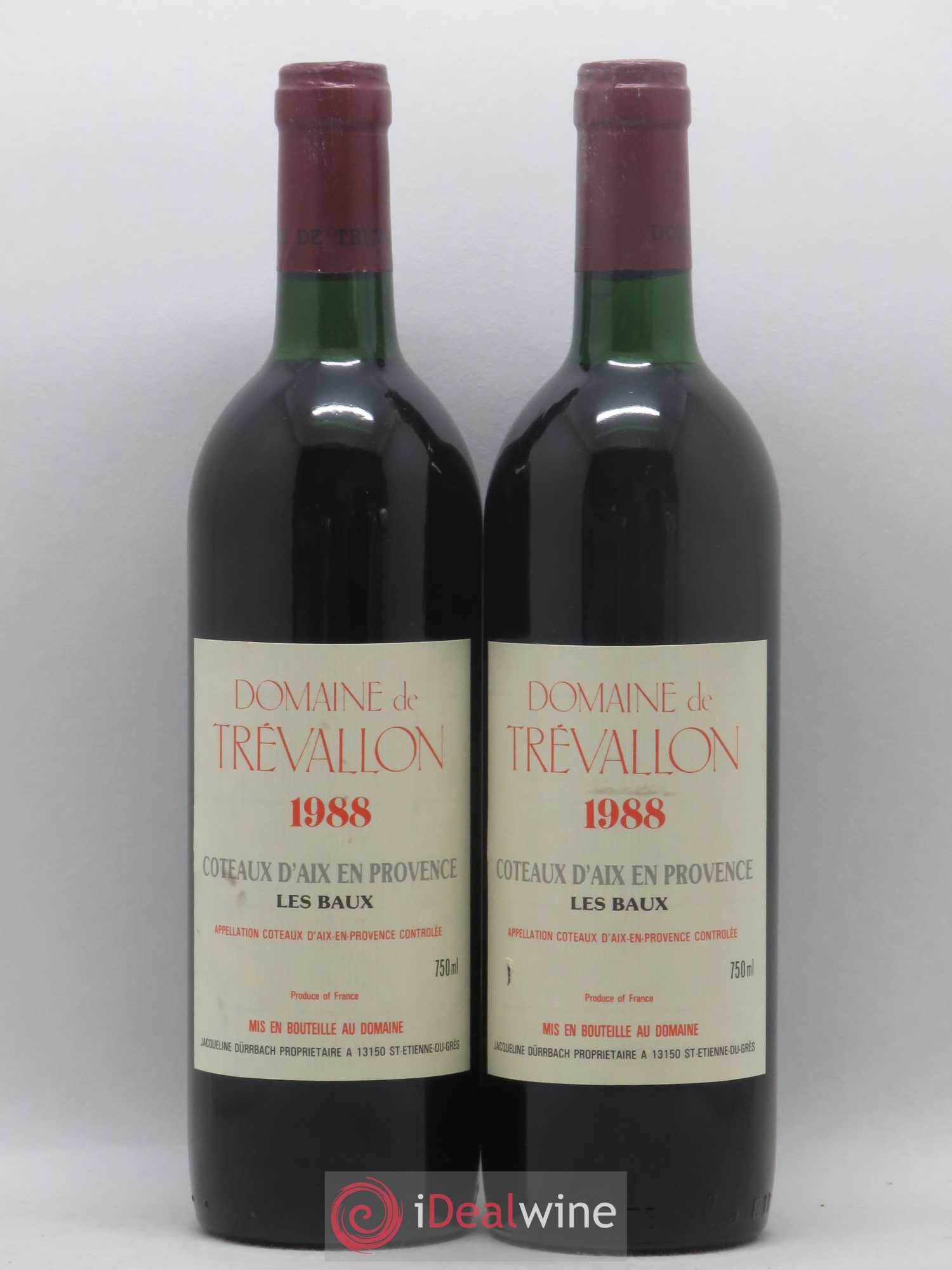 Coteaux d'Aix-en-Provence Trévallon (Domaine de) Eloi Dürrbach 1988 - Lot de 2 bouteilles - 0