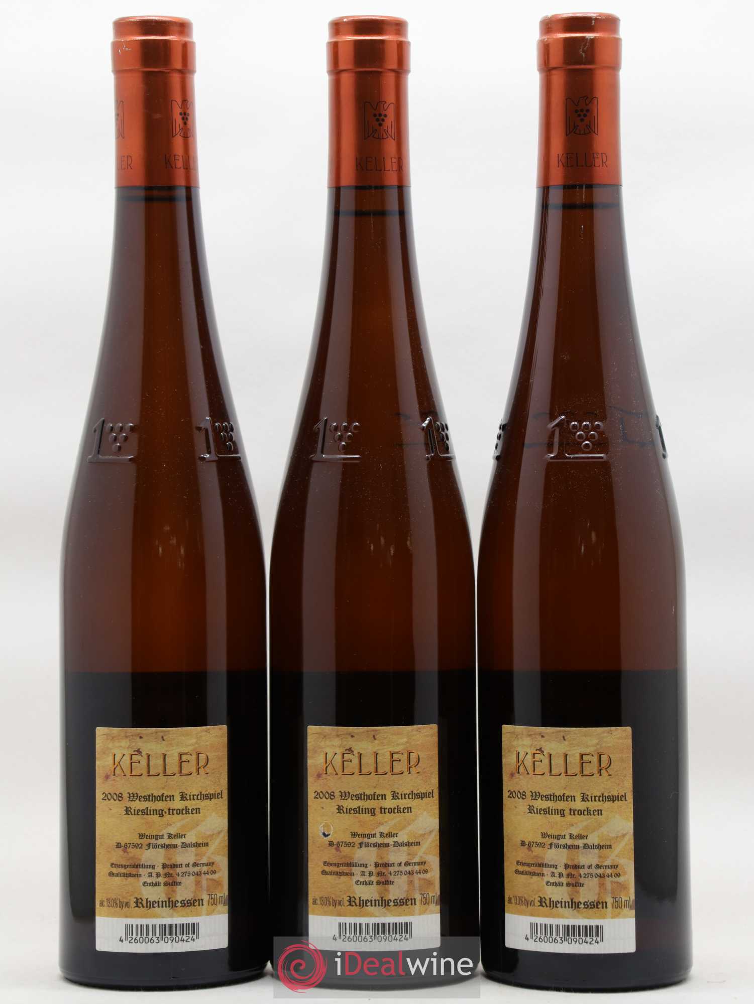Riesling Trocken Westhofen Kirchspiel Keller 2008 - Lot de 3 bouteilles - 1