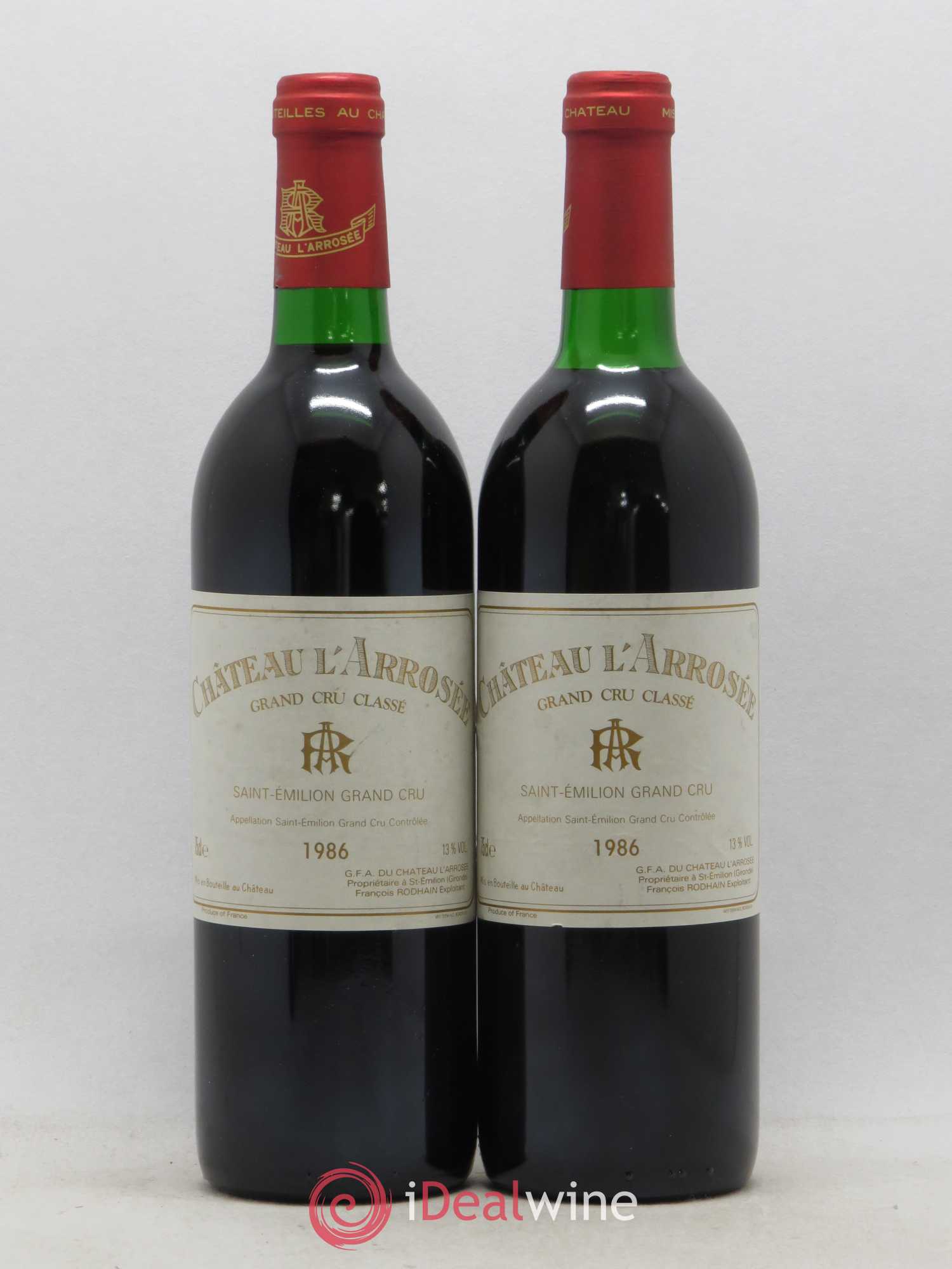 Château l' Arrosée Grand Cru Classé 1986 - Lot de 2 bouteilles - 0