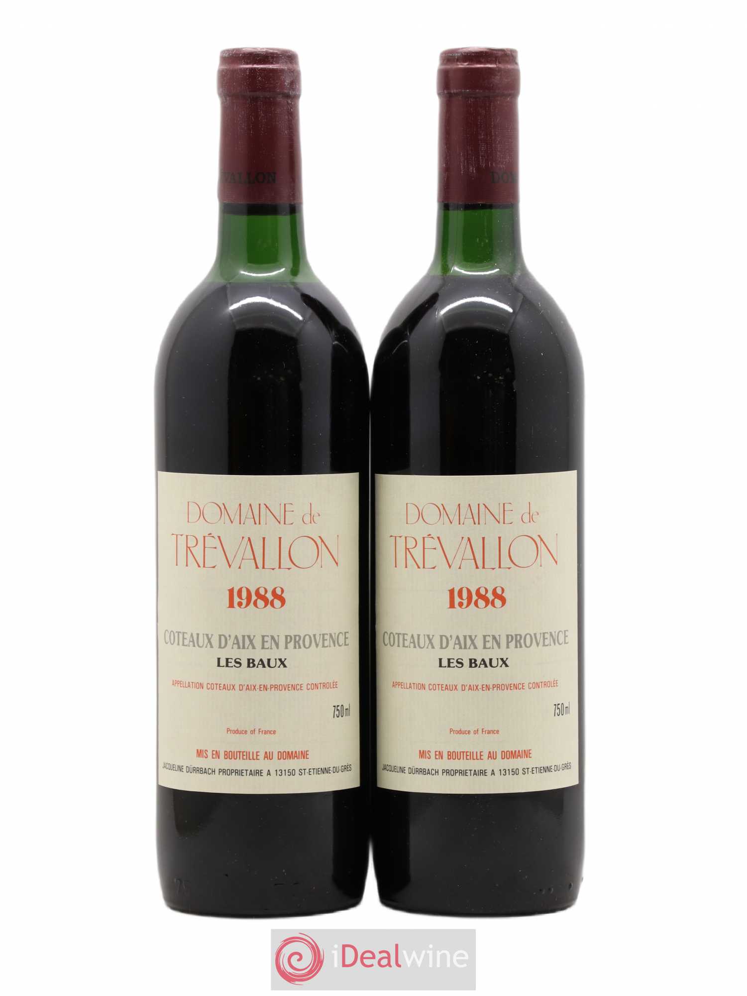 Coteaux d'Aix-en-Provence Trévallon (Domaine de) Eloi Dürrbach 1988 - Lot de 2 bouteilles - 0