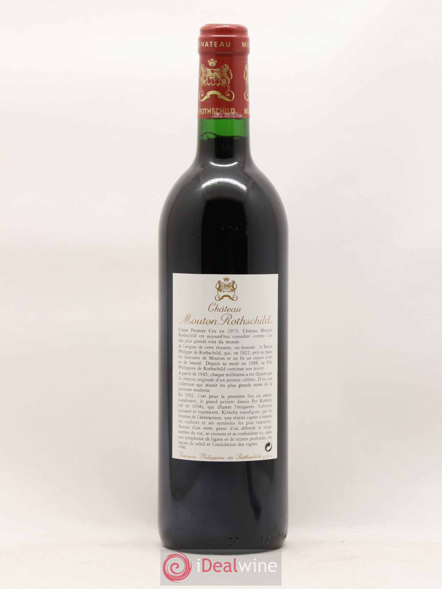 Château Mouton Rothschild 1er Grand Cru Classé 1992 - Lot de 1 bouteille - 1