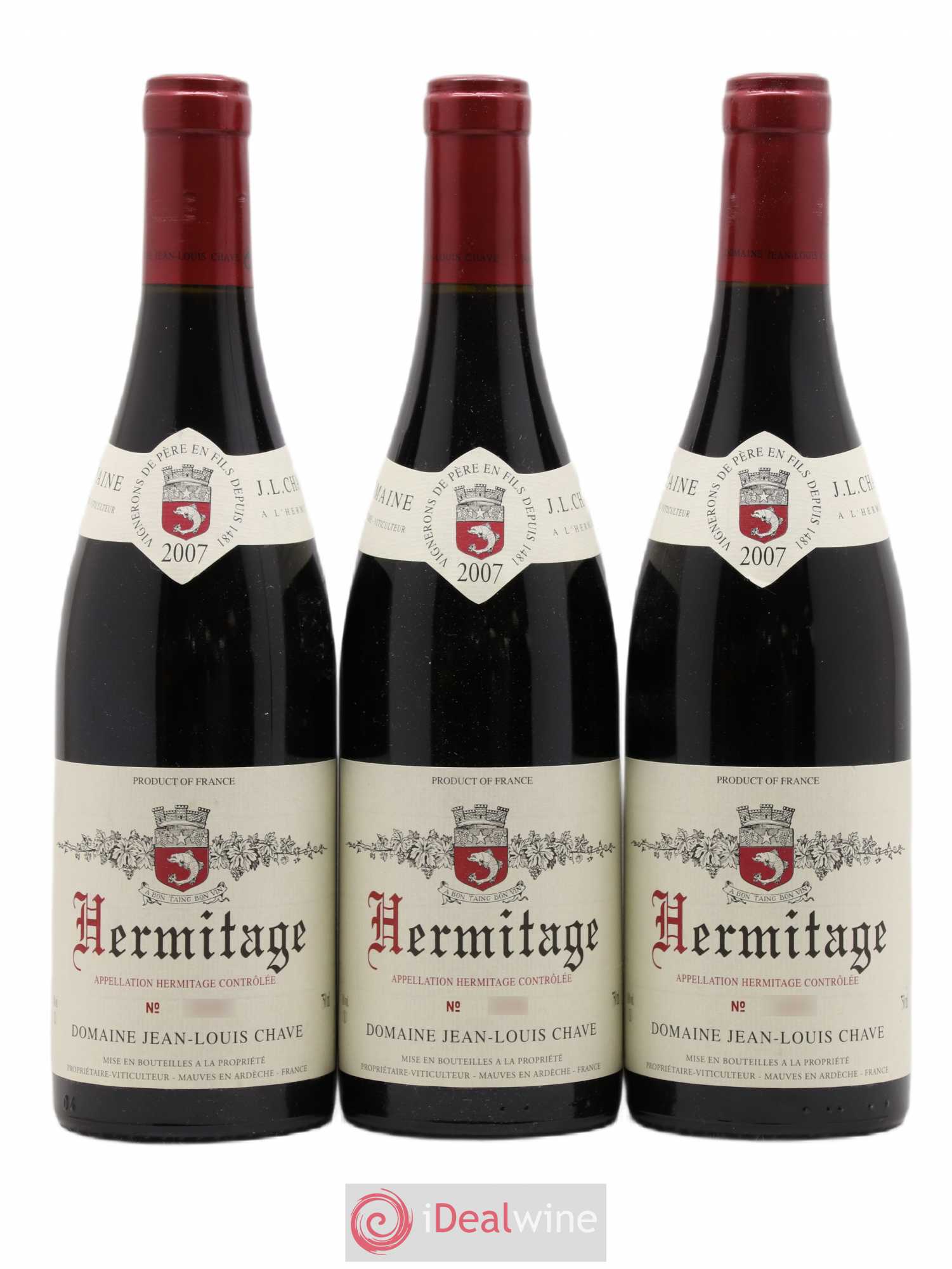 Hermitage Jean-Louis Chave 2007 - Lot de 3 bouteilles - 0