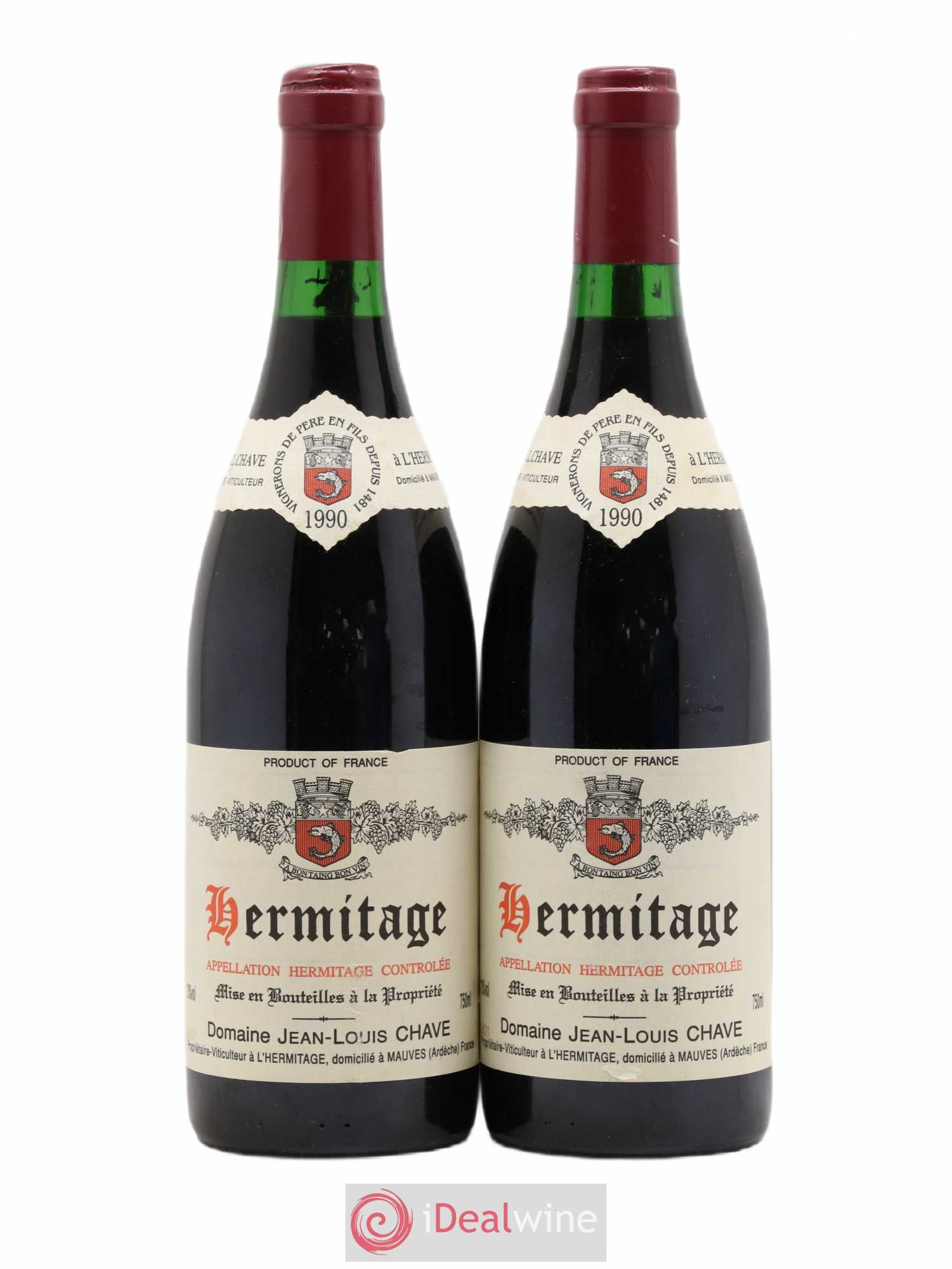 Hermitage Jean-Louis Chave 1990 - Lot de 2 bouteilles - 0