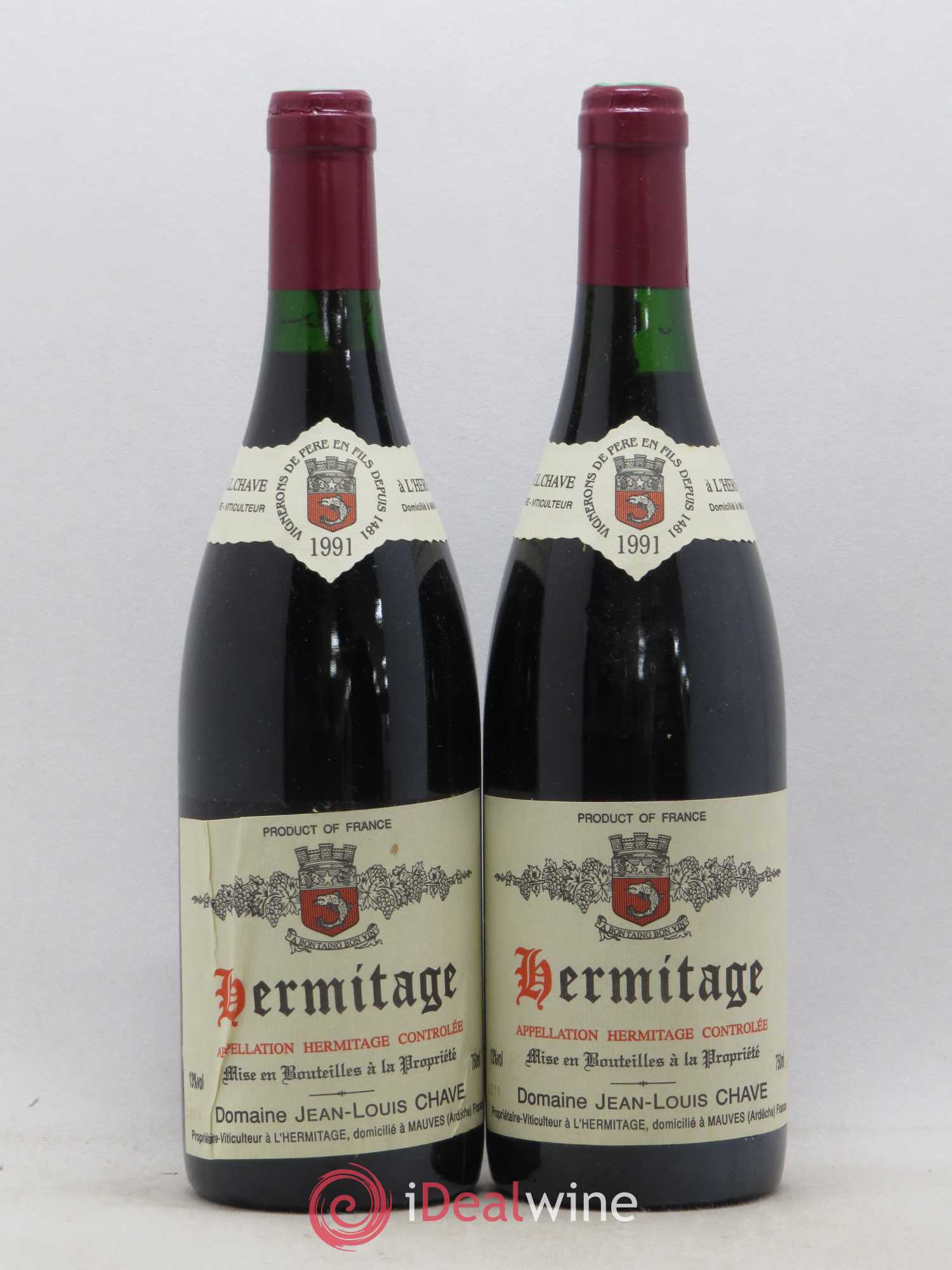 Hermitage Jean-Louis Chave 1991 - Lot de 2 bouteilles - 0