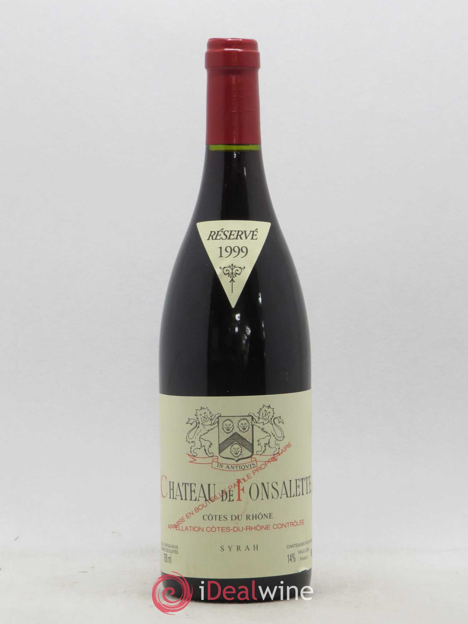 Côtes-du-Rhône Cuvée Syrah Château de Fonsalette 1999 - Lot de 1 bouteille - 0