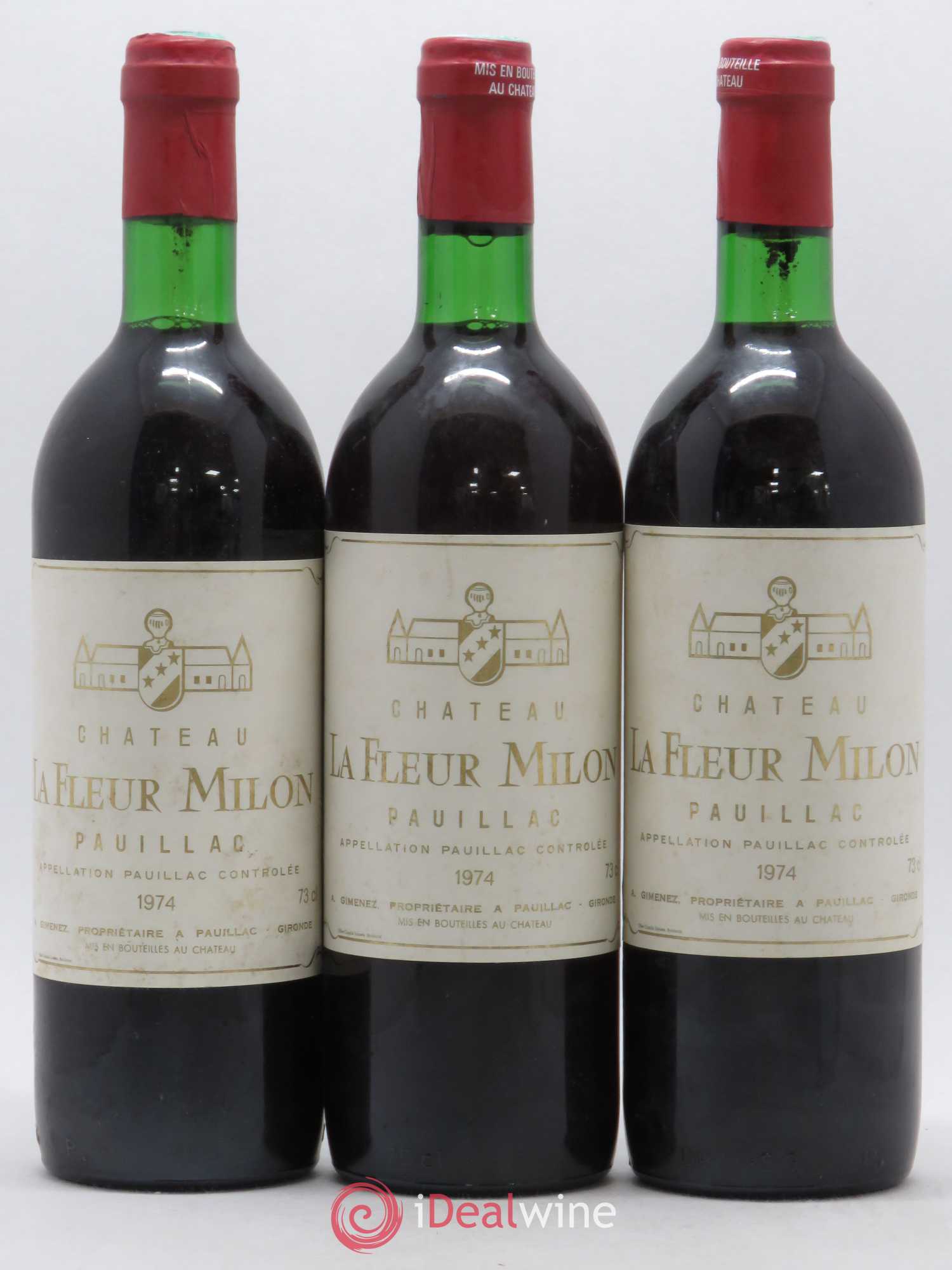 Château la Fleur Milon Cru Bourgeois 1974 - Lot de 3 bouteilles - 0