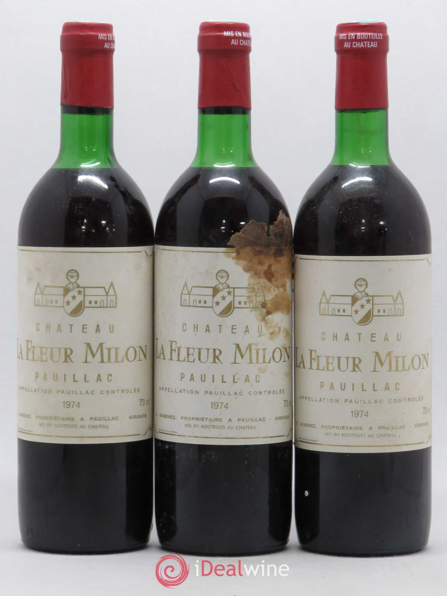 Château la Fleur Milon Cru Bourgeois 1974 - Lot de 3 bouteilles - 0