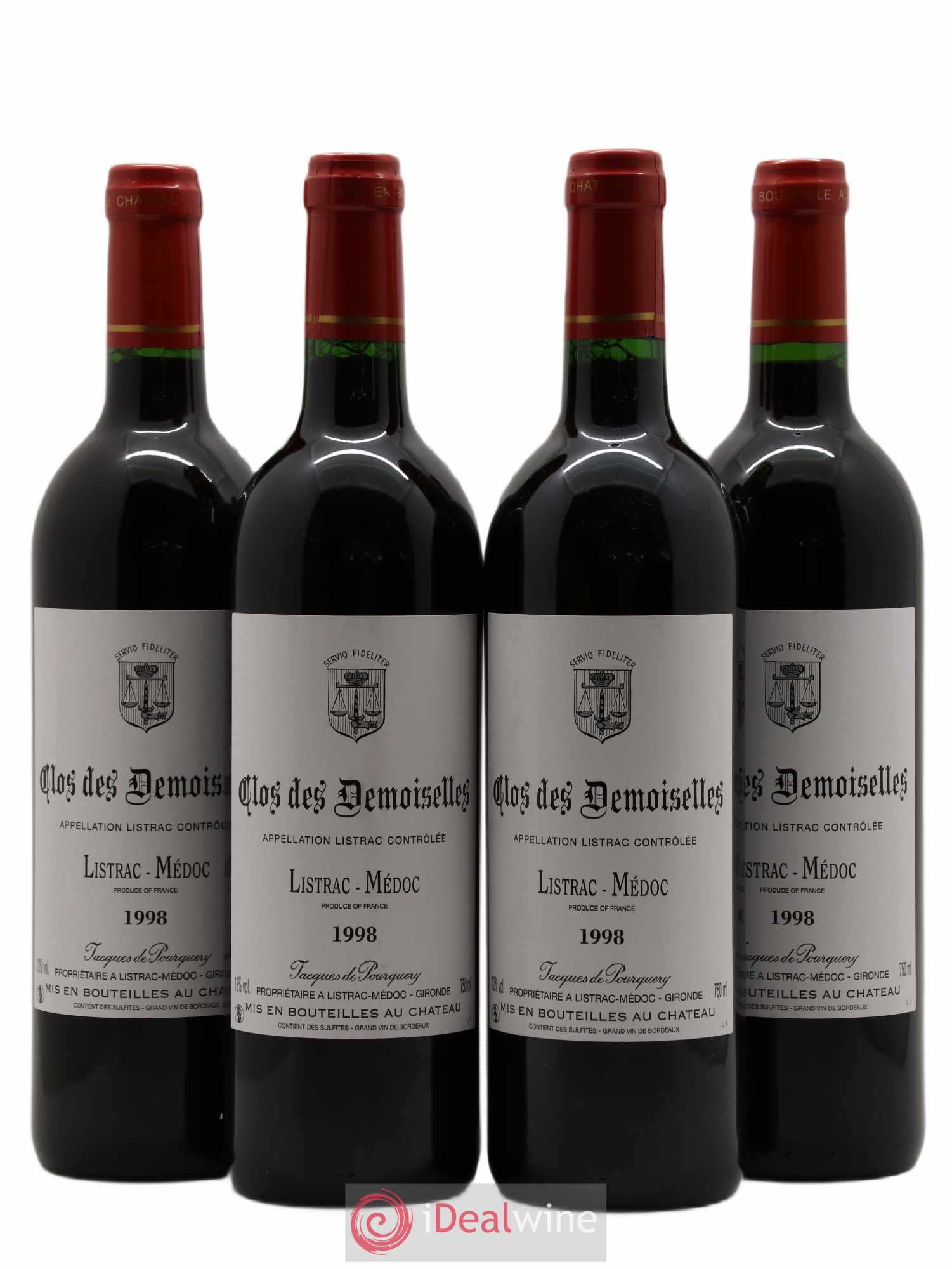 Listrac Clos des demoiselles 1998 - Posten von 4 Flaschen - 0