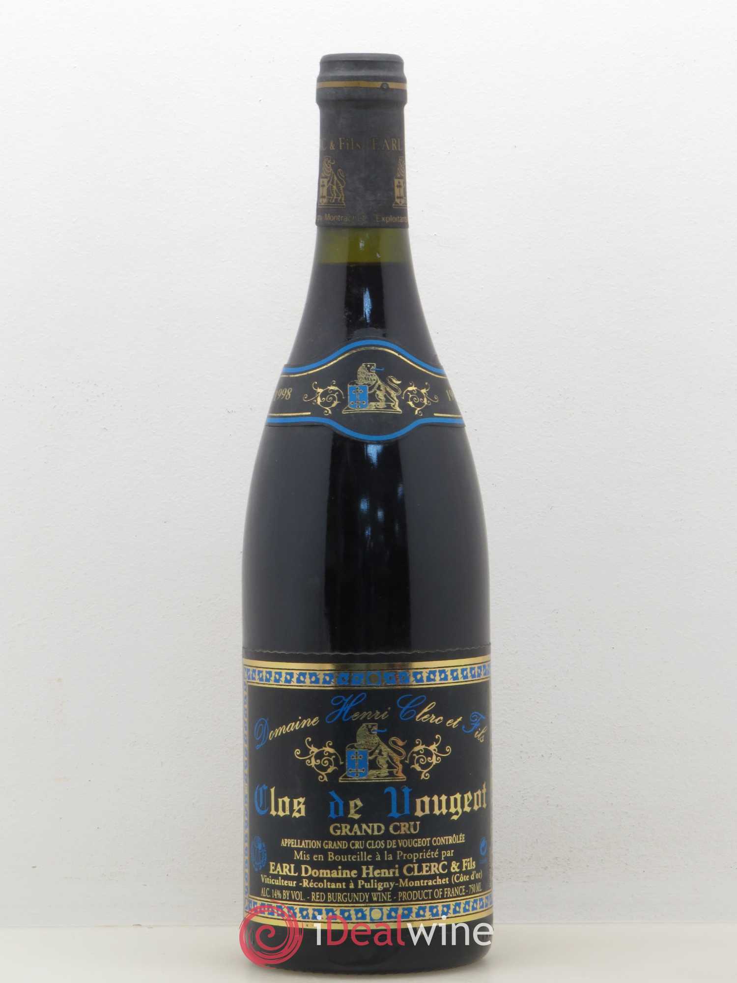Clos de Vougeot Grand Cru Domaine Henri Clerc et Fils 1998 - Posten von 1 Flasche - 0