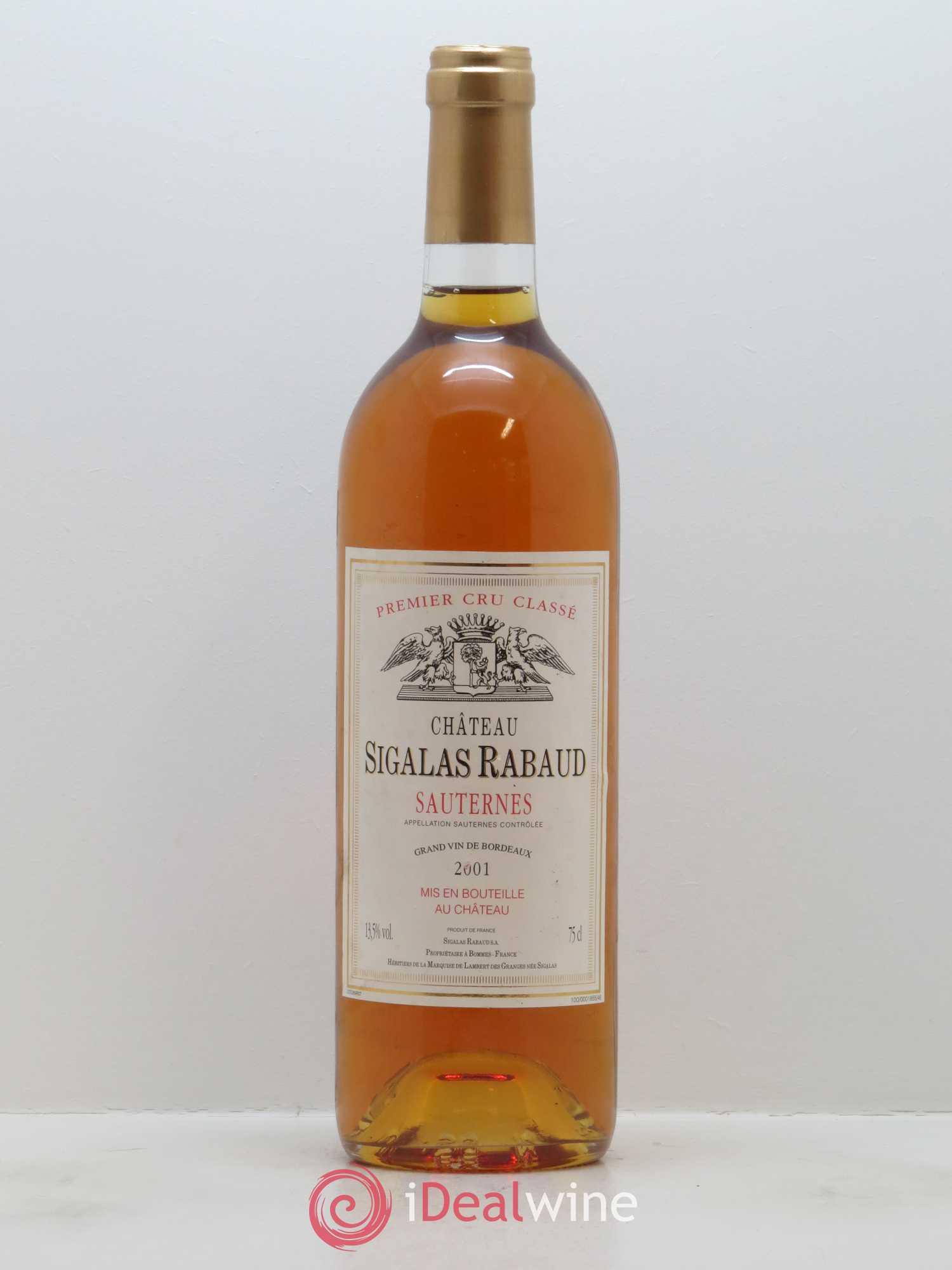 Château Sigalas Rabaud 1er Grand Cru Classé 2001 - Lotto di 1 bottiglia - 0