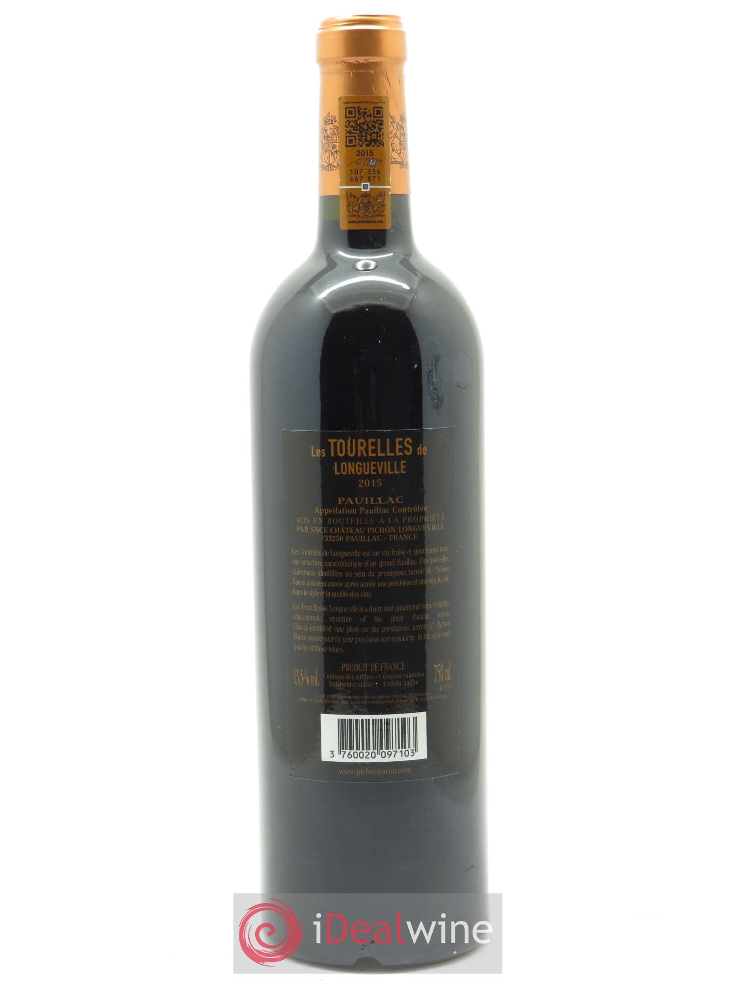 Les Tourelles de Longueville Second Vin (CBO à partir de 6 bts) 2015 - Lot de 1 bouteille - 1