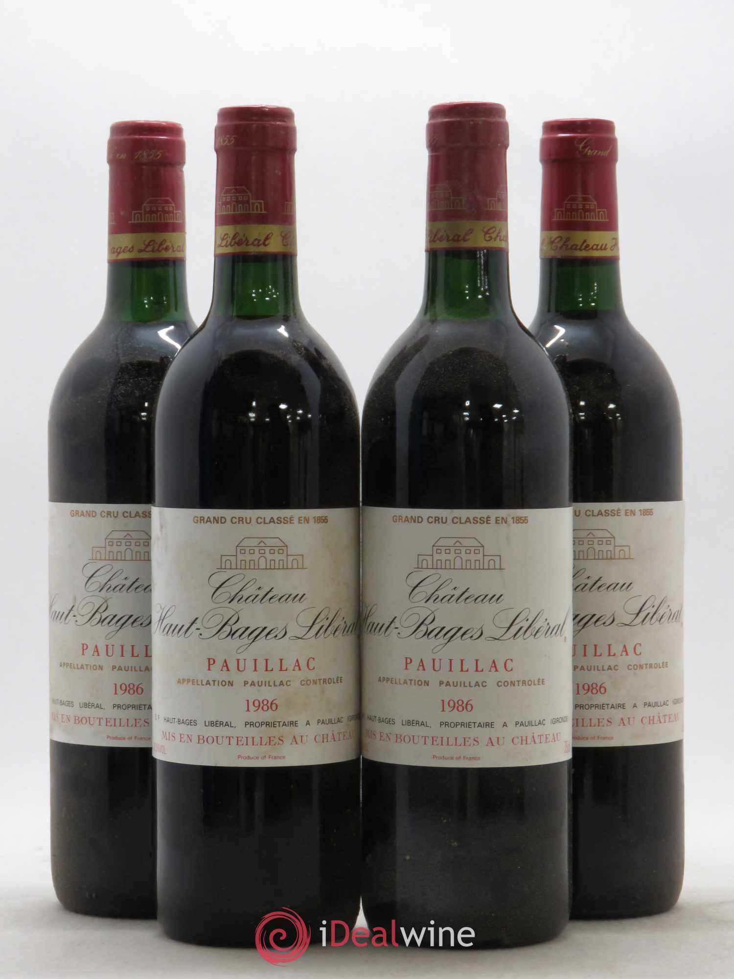 Château Haut Bages Libéral 5ème Grand Cru Classé 1986 - Lot de 4 bouteilles - 0