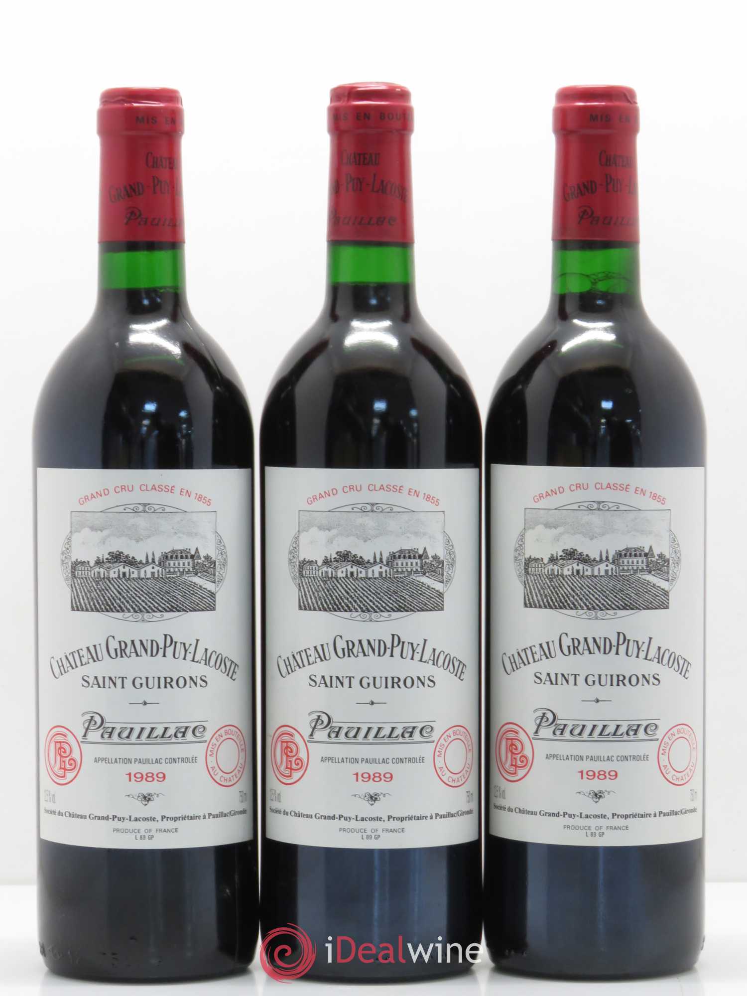 Château Grand Puy Lacoste 5ème Grand Cru Classé 1989 - Lot de 3 bouteilles - 0