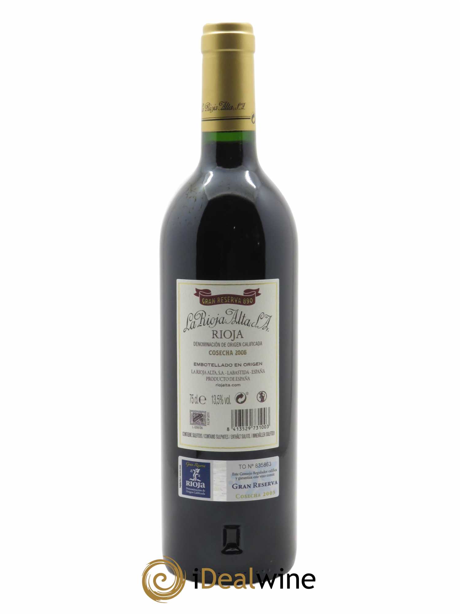 Rioja DOCa Gran Reserva 890 La Rioja Alta 2005 - Posten von 1 Flasche - 1