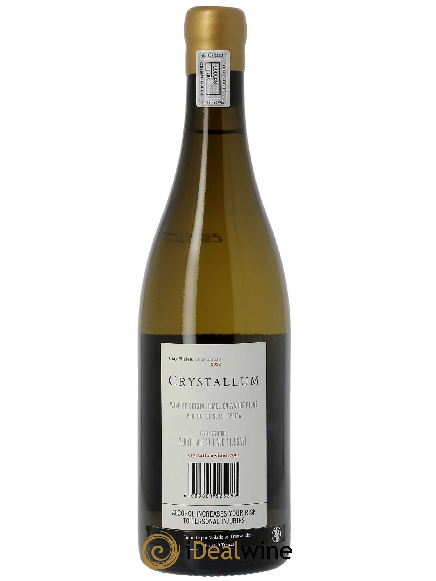 WO Western Cape Crystallum Clay Shales Chardonnay 2022 - Lot de 1 bouteille - 1