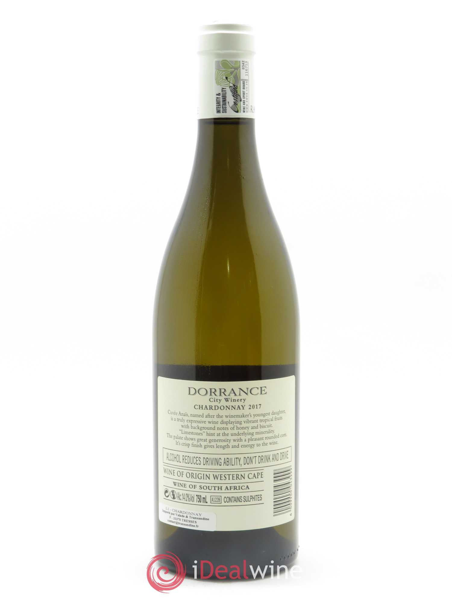 Western Cape Vins d'Orrance Cuvée Anais - Chardonnay Dorrance Wines 2017 - Lot de 1 bouteille - 1