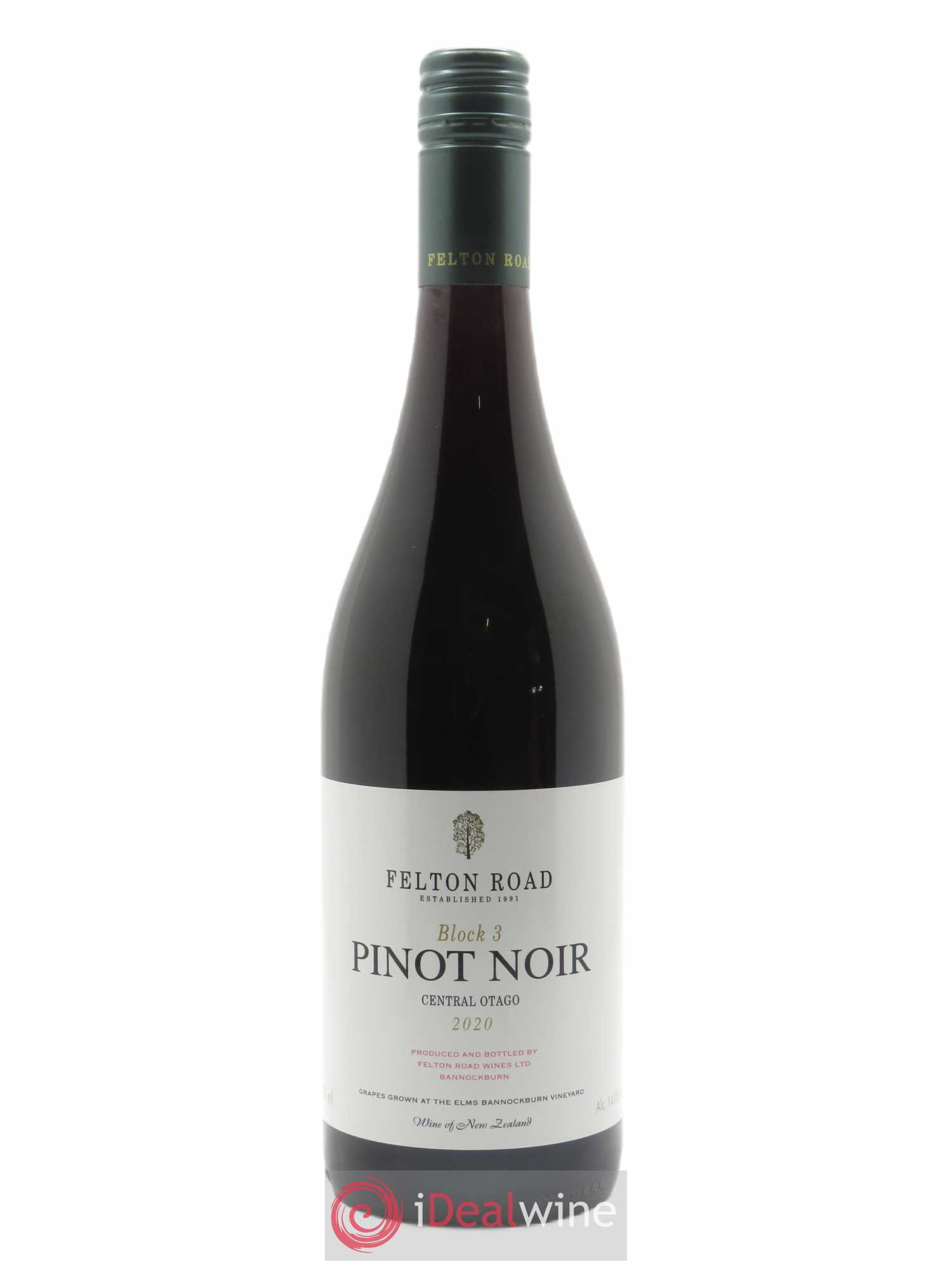 Central Otago Felton Road Block 3 Pinot Noir 2020 - Lot de 1 bouteille - 0
