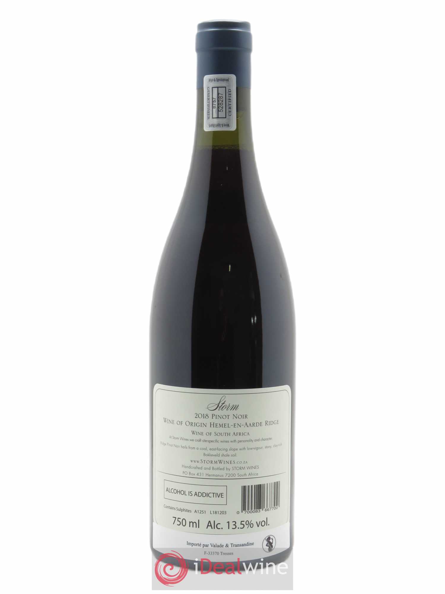Hemel en Haarde Storm Wines Ridge Pinot noir 2018 - Lot of 1 bottle - 1