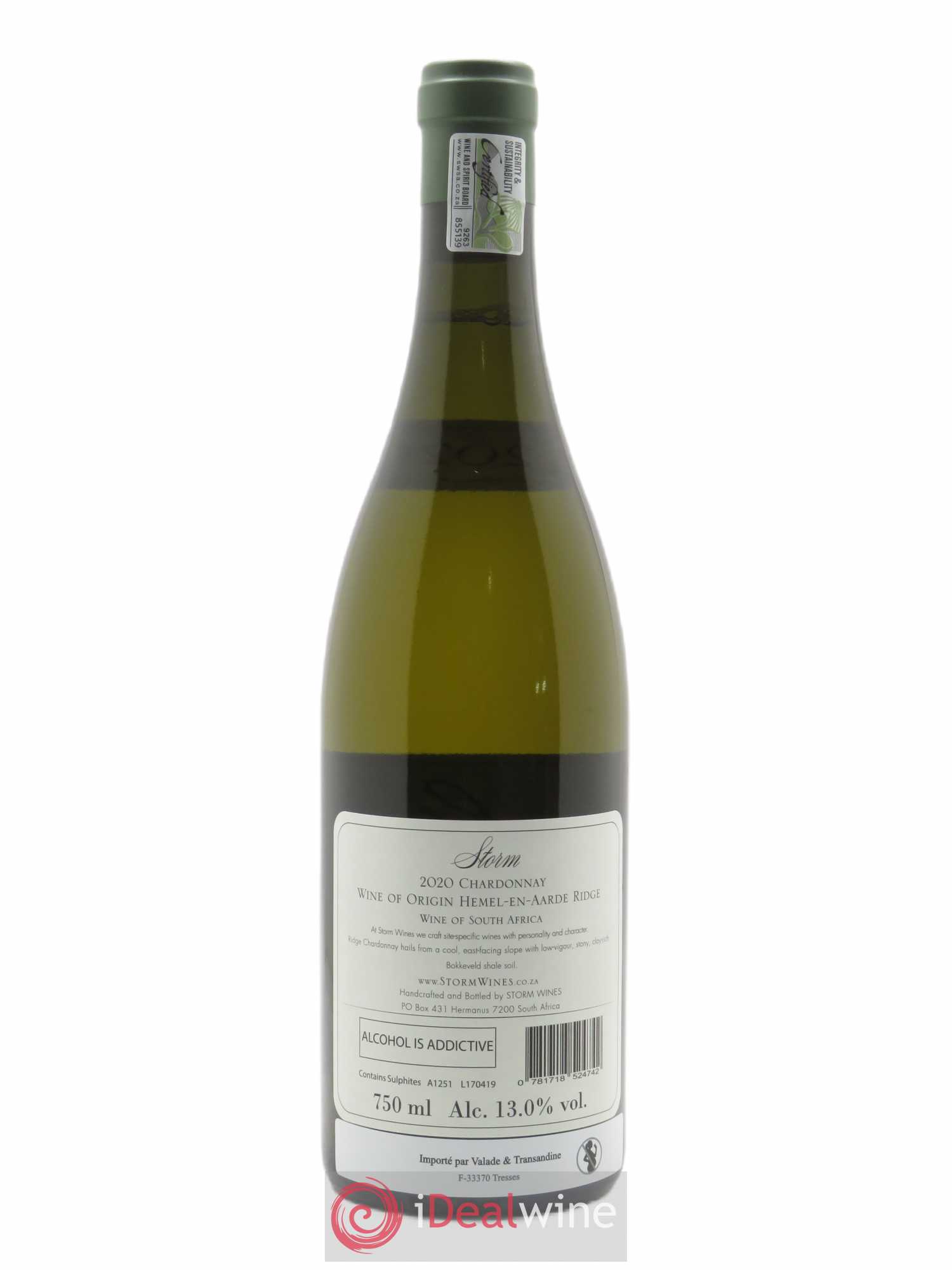 Hemel en Haarde Storm Wines Ridge Chardonnay 2020 - Lot de 1 bouteille - 1