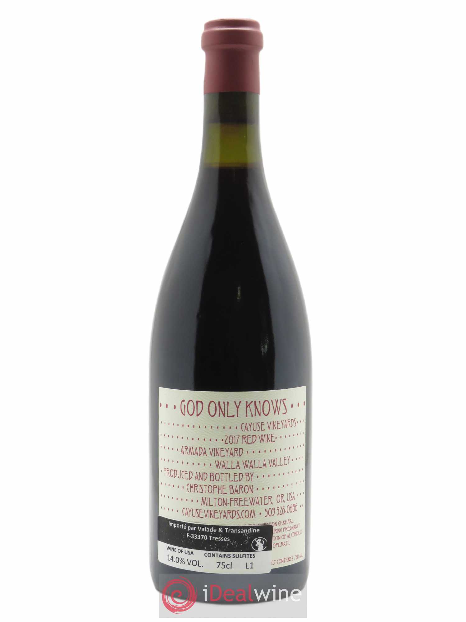 Walla Walla Valley Cayuse God only knows Christophe Baron 2017 - Lot de 1 bouteille - 1