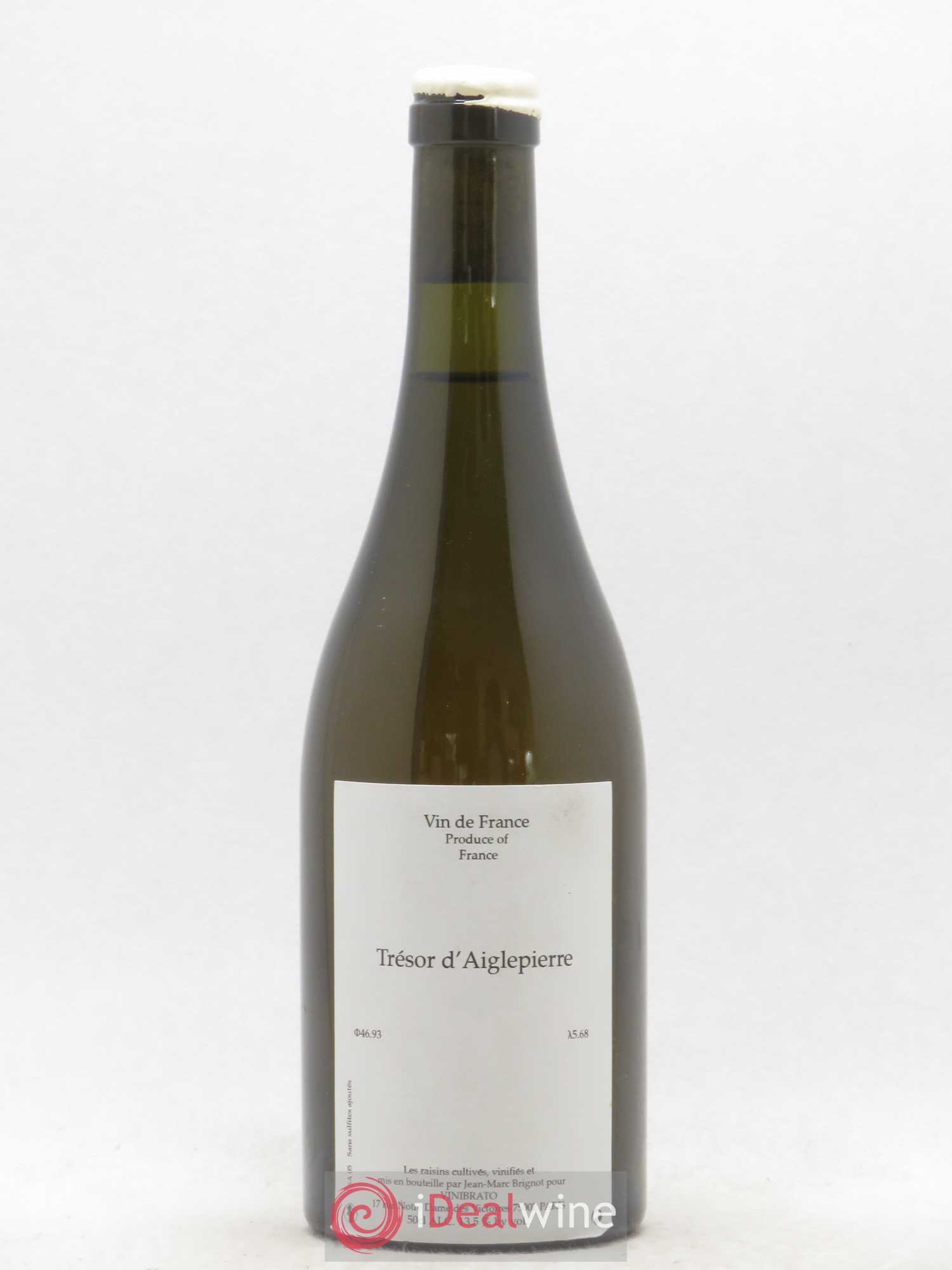 Vin de France Trésor d'Aiglepierre Chardonnay Sous Voile Jean Marc Brignot 50 Cl 2005 - Posten von 1 Flasche - 0