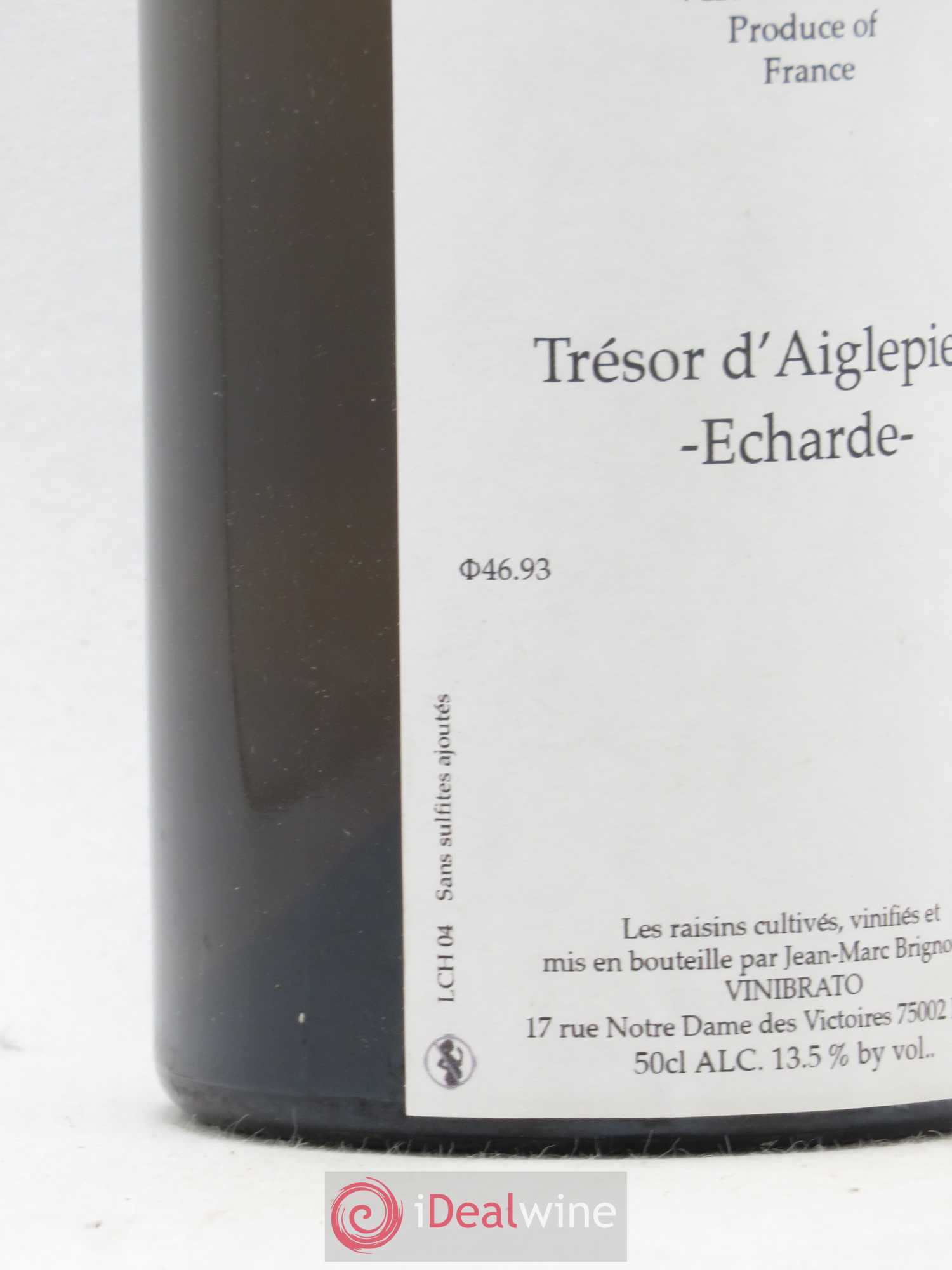 Vin de France Trésor d'Aiglepierre - Echarde Jean-Marc Brignot 50 CL 2004 - Lot de 1 bouteille - 1