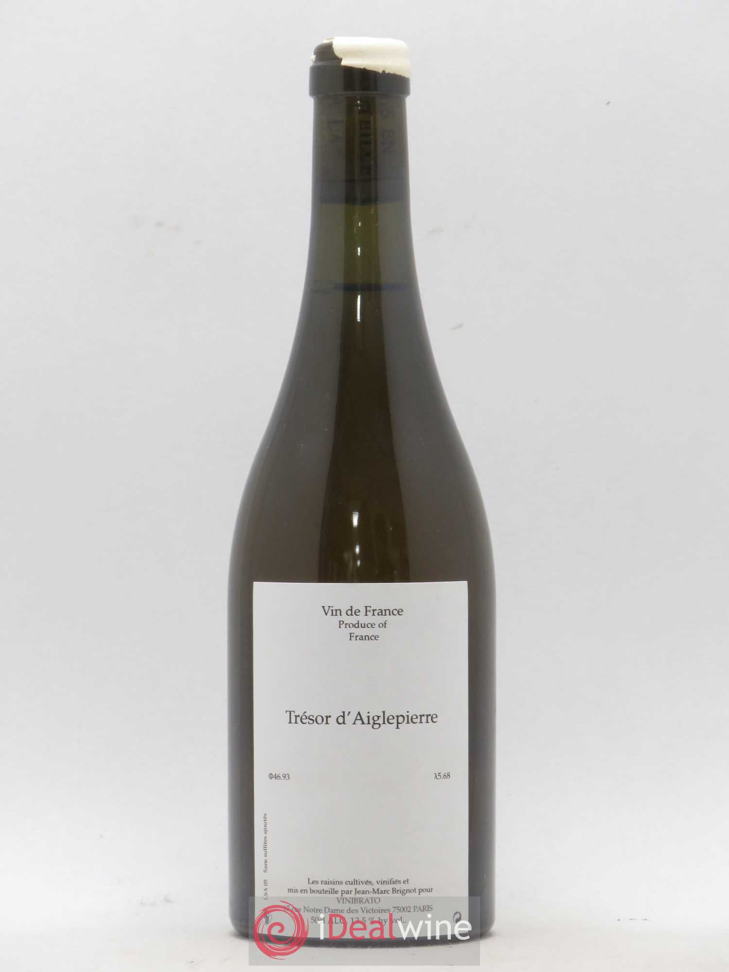 Vin de France Trésor d'Aiglepierre Jean-Marc Brignot Savagnin sous voile 50 cL 2005 - Posten von 1 Flasche - 0