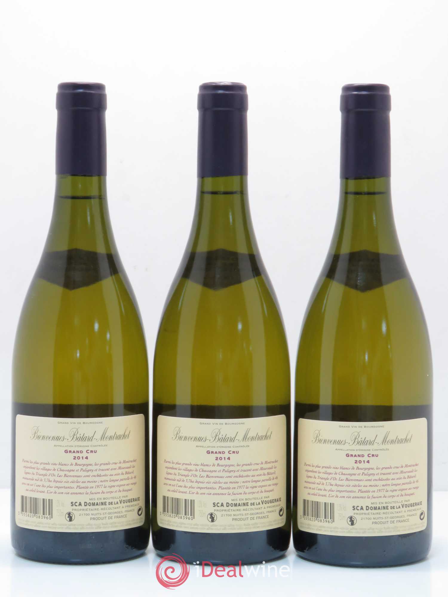 Bienvenues-Bâtard-Montrachet Grand Cru La Vougeraie (sans prix de réserve) 2014 - Lot de 3 bouteilles - 1