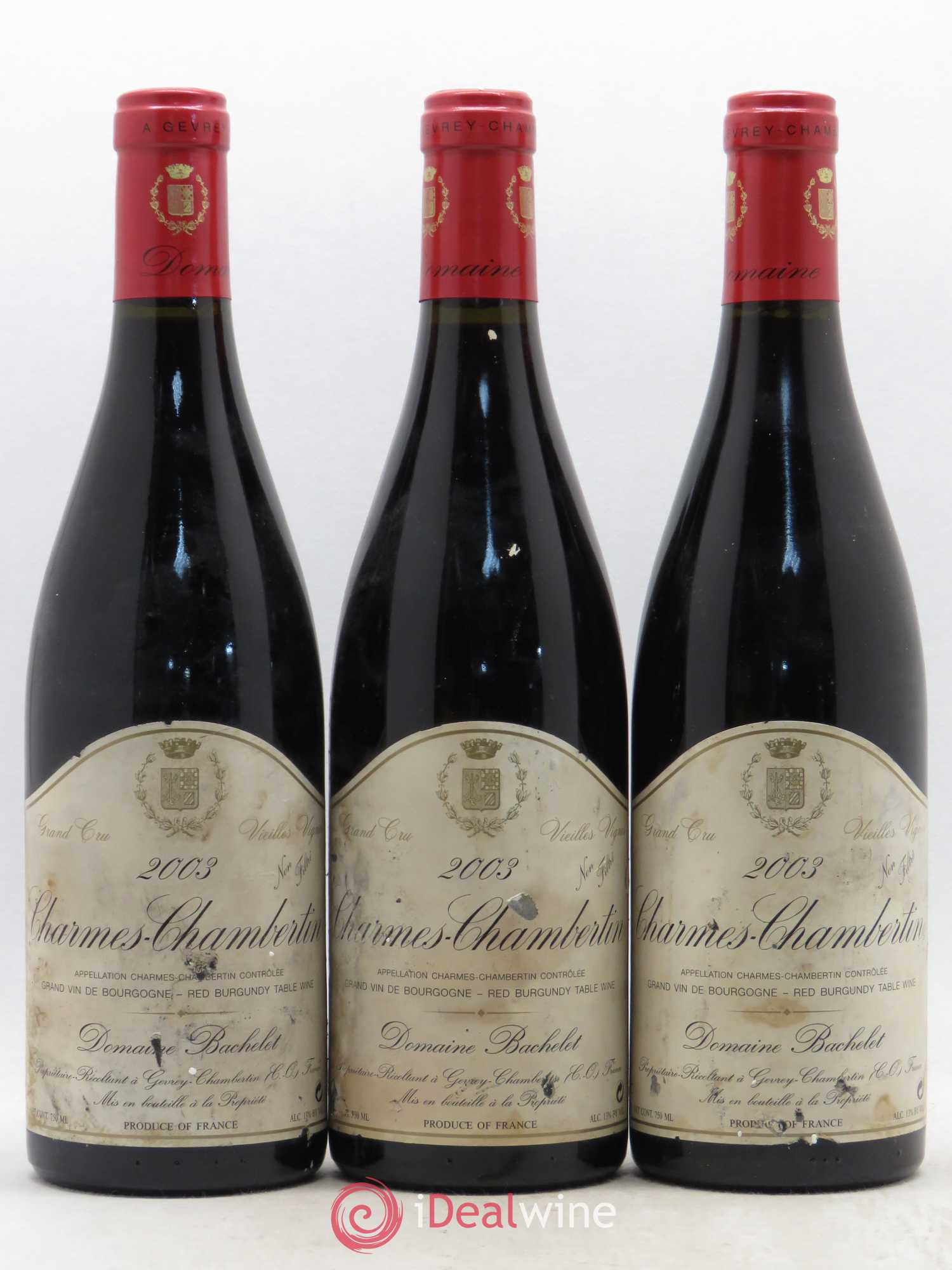 Charmes-Chambertin Grand Cru Vieilles Vignes Denis Bachelet (Domaine) Vieilles Vignes 2003 - Lot de 3 bouteilles - 0