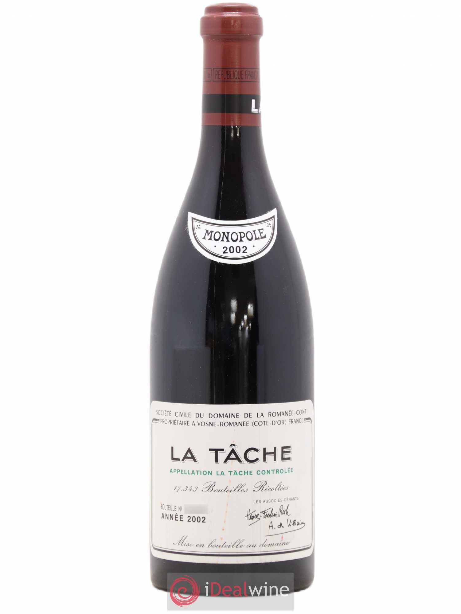 La Tâche Grand Cru Domaine de la Romanée-Conti 2002 - Lot de 1 bouteille - 0