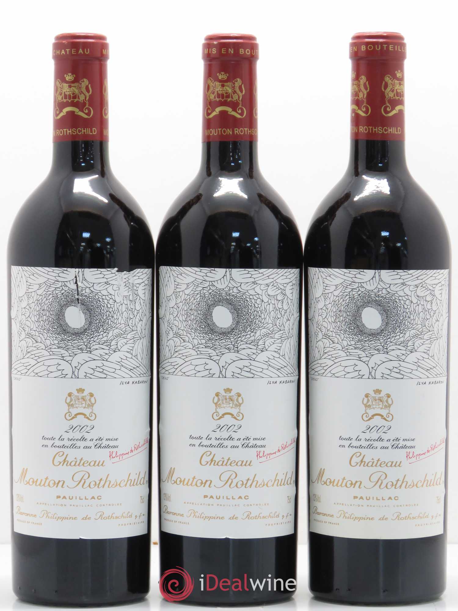 Château Mouton Rothschild 1er Grand Cru Classé 2002 - Lot de 3 bouteilles - 0