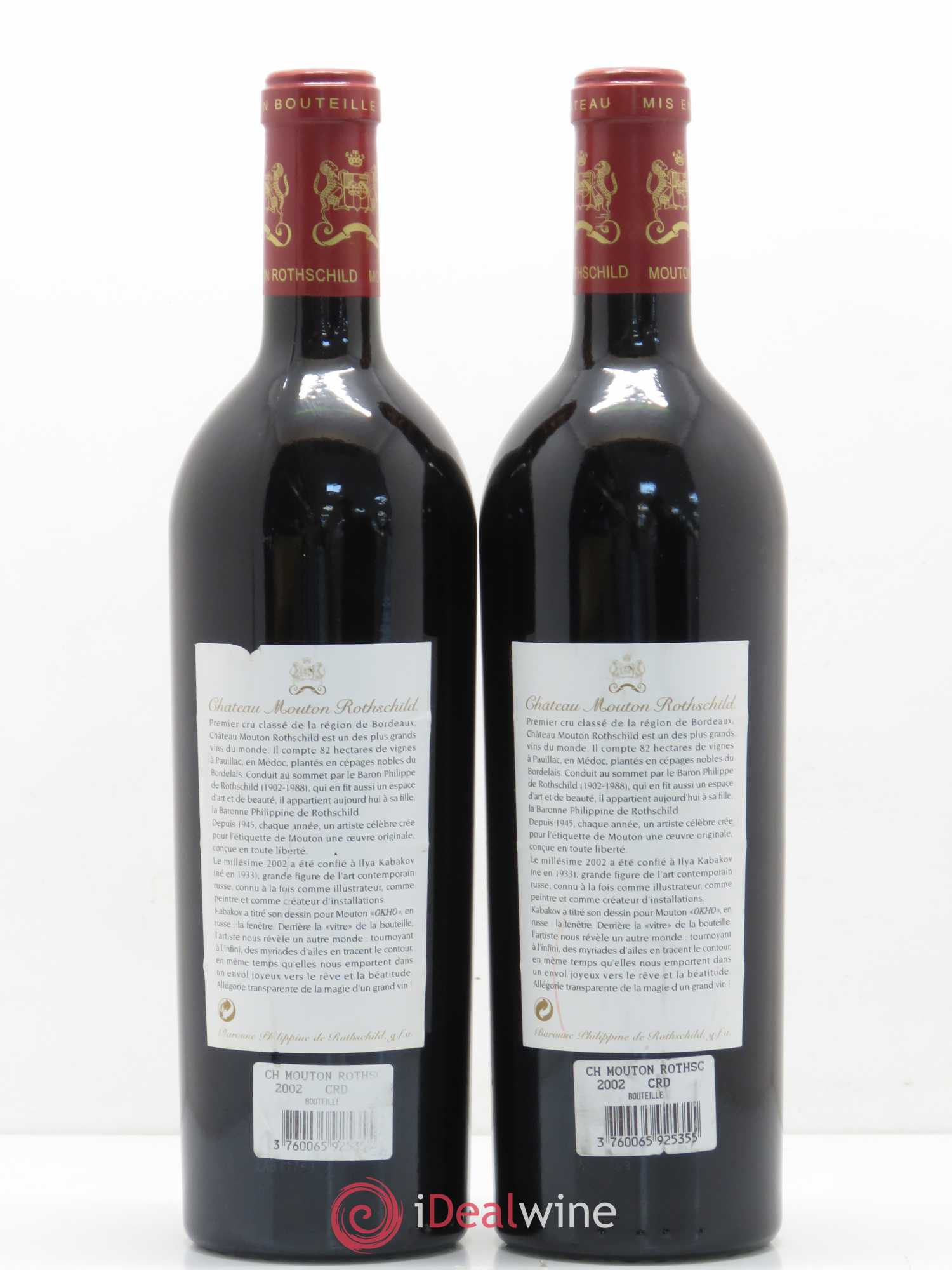 Château Mouton Rothschild 1er Grand Cru Classé 2002 - Lot de 2 bouteilles - 1