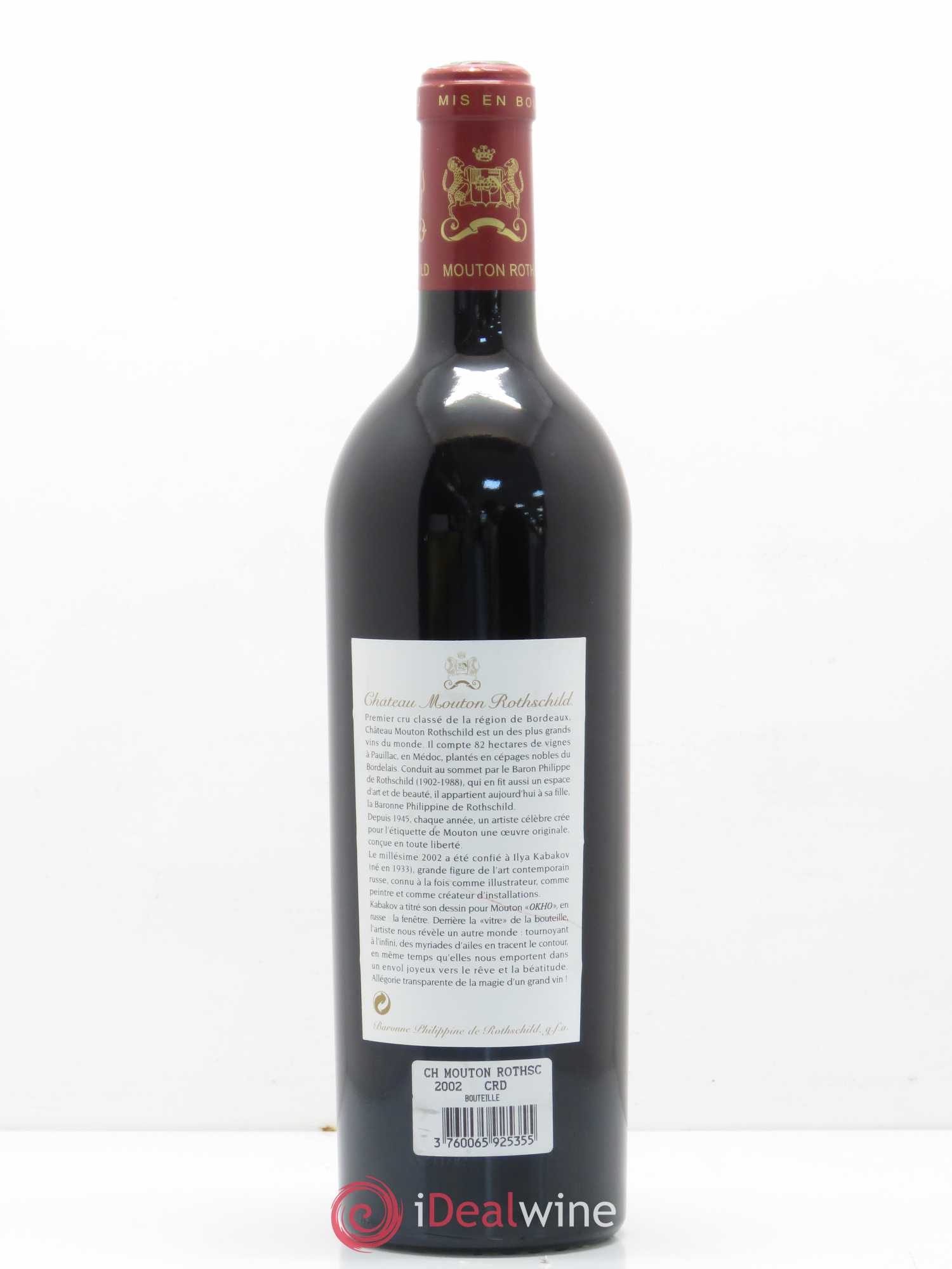 Château Mouton Rothschild 1er Grand Cru Classé 2002 - Lot de 1 bouteille - 1