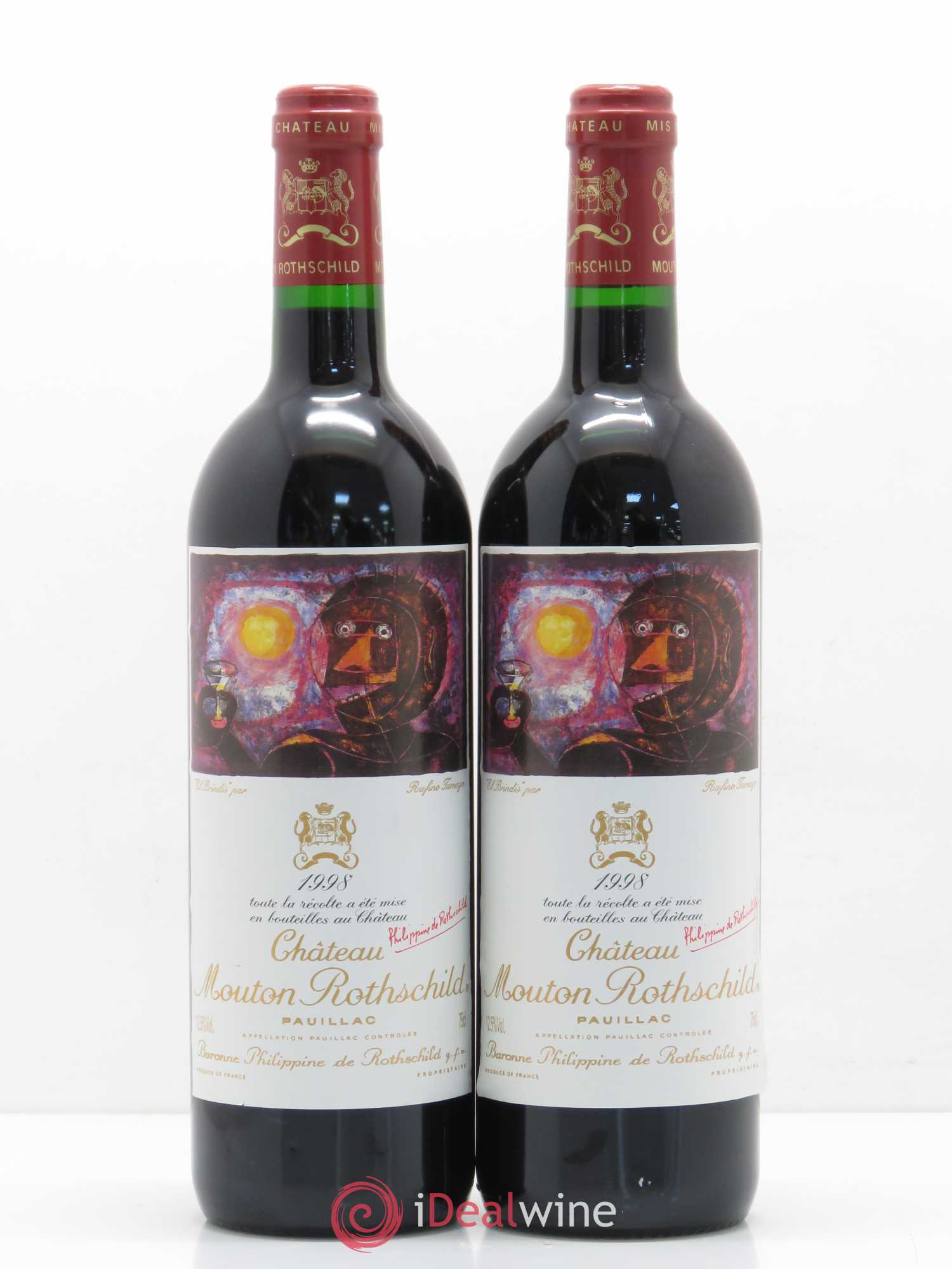 Château Mouton Rothschild 1er Grand Cru Classé 1998 - Lot de 2 bouteilles - 0