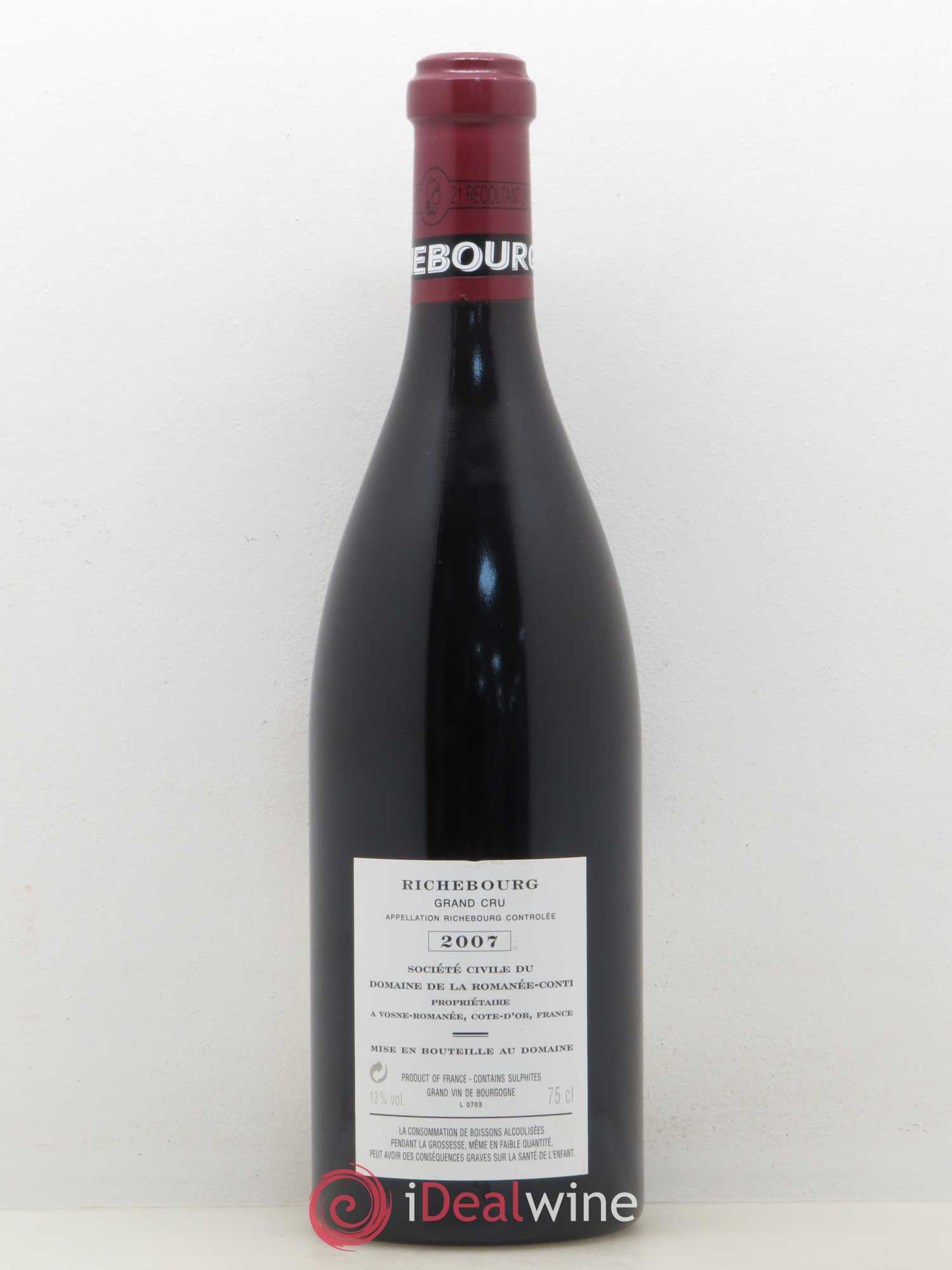 Richebourg Grand Cru Domaine de la Romanée-Conti 2007 - Lot de 1 bouteille - 1