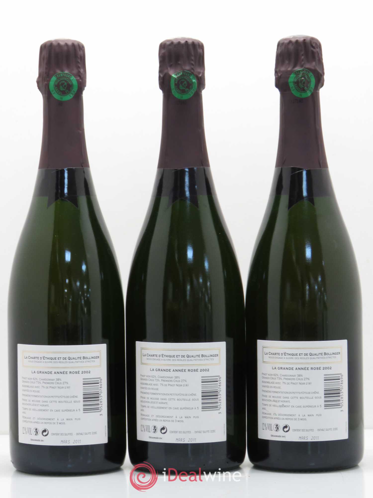 Grande Année Brut Bollinger 2002 - Lot de 3 bouteilles - 1
