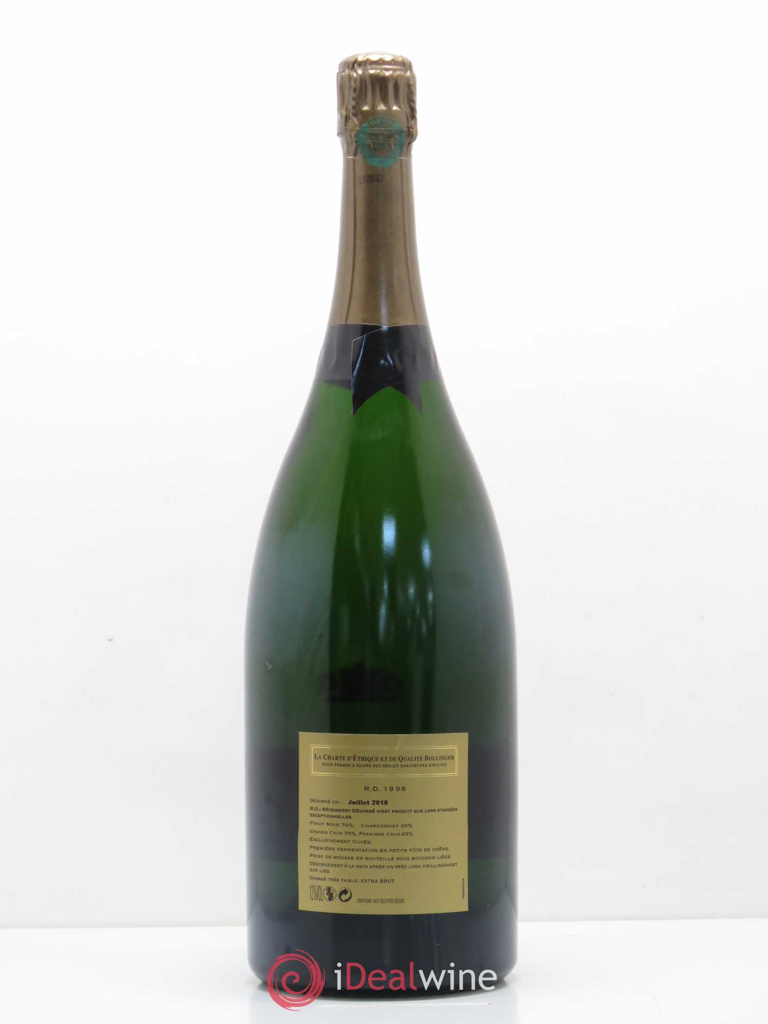 R.D. Extra-Brut Bollinger 1996 - Lot de 1 magnum - 1