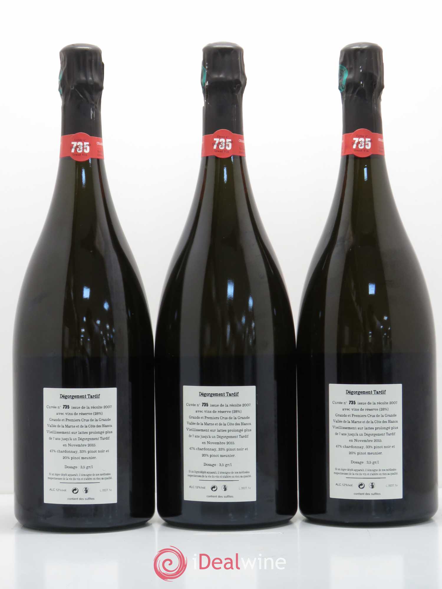 Cuvée 735 DT (Dégorgement Tardif) Extra-Brut Jacquesson - Lot de 3 magnums - 1