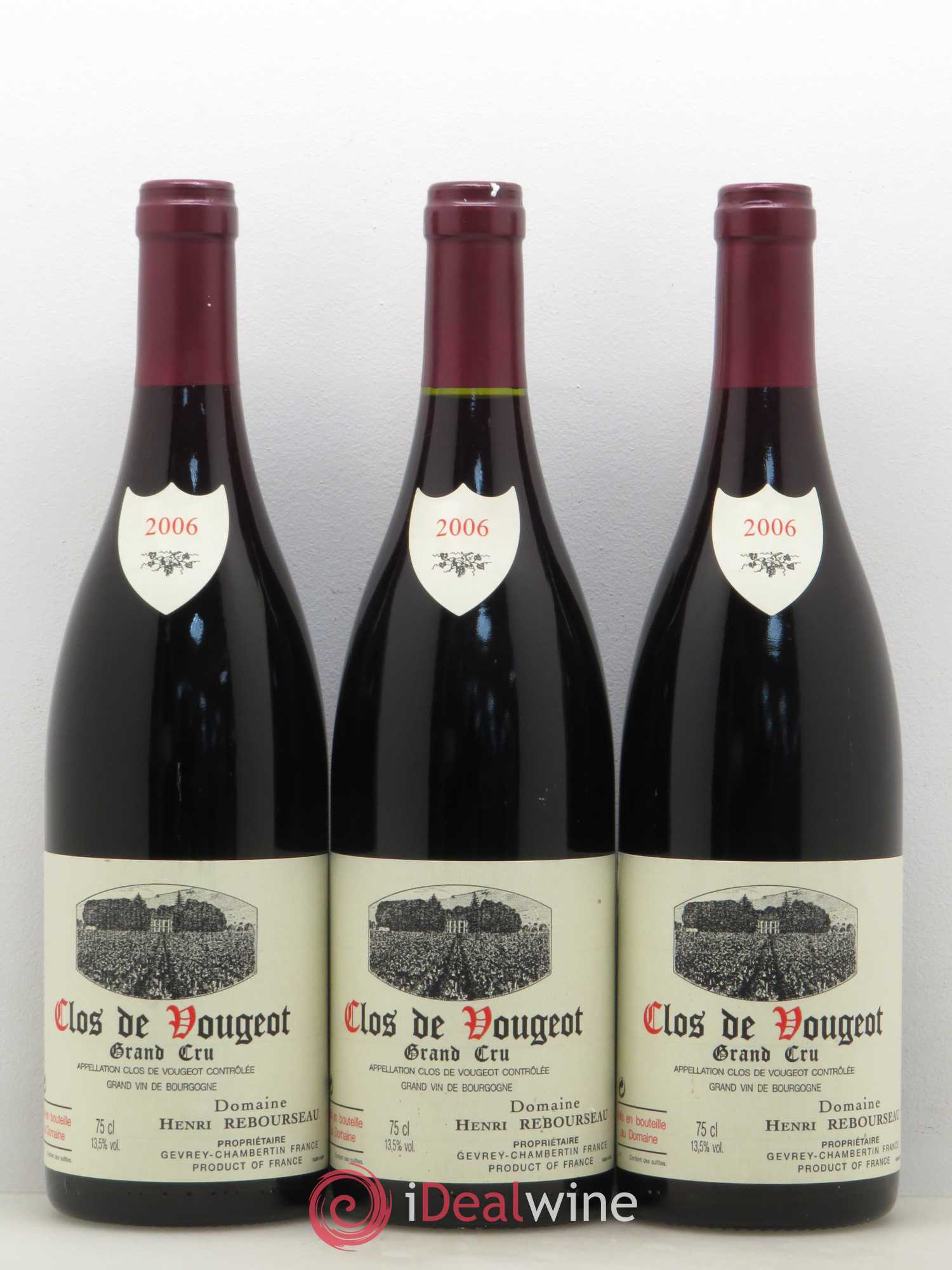 Clos de Vougeot Grand Cru Henri Rebourseau (Domaine) 2006 - Lot de 3 bouteilles - 0