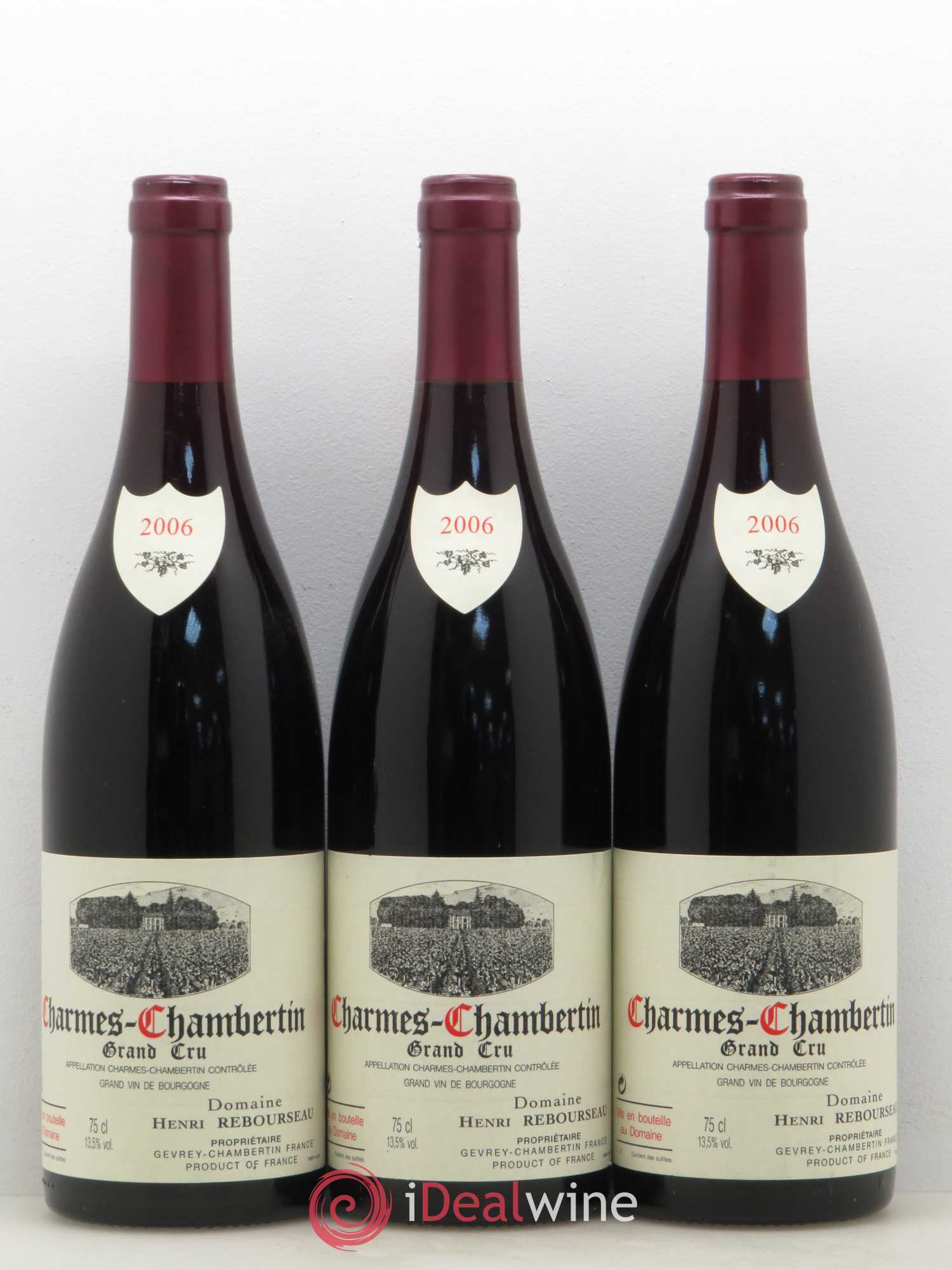 Charmes-Chambertin Grand Cru Henri Rebourseau 2006 - Lot de 3 bouteilles - 0