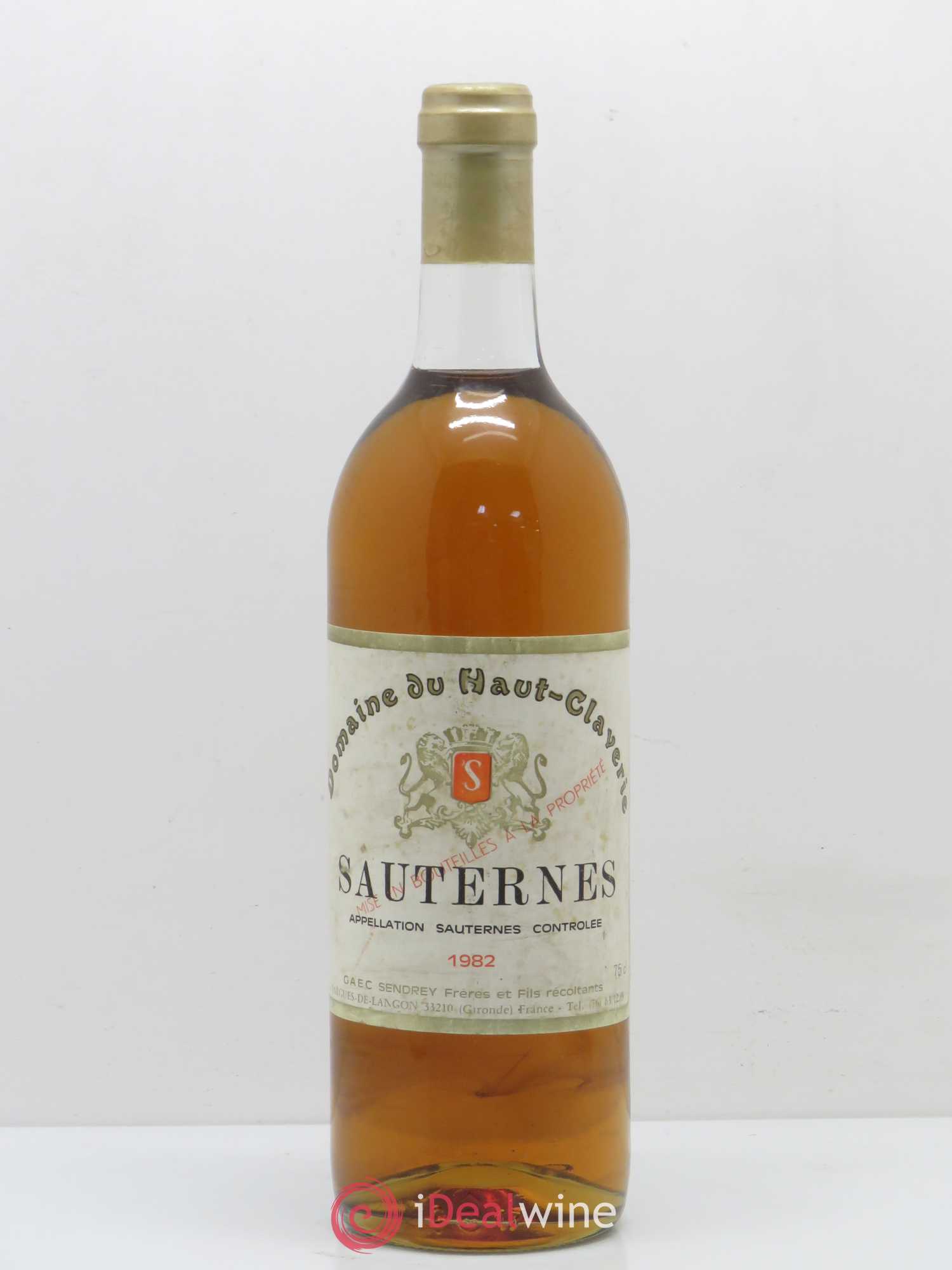 Sauternes Domaine du Hautclaverie 1982 - Posten von 1 Flasche - 0