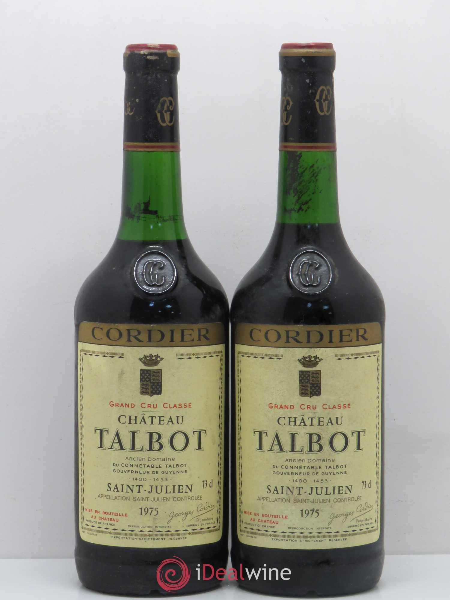 Château Talbot 4ème Grand Cru Classé 1975 - Lot de 2 bouteilles - 0