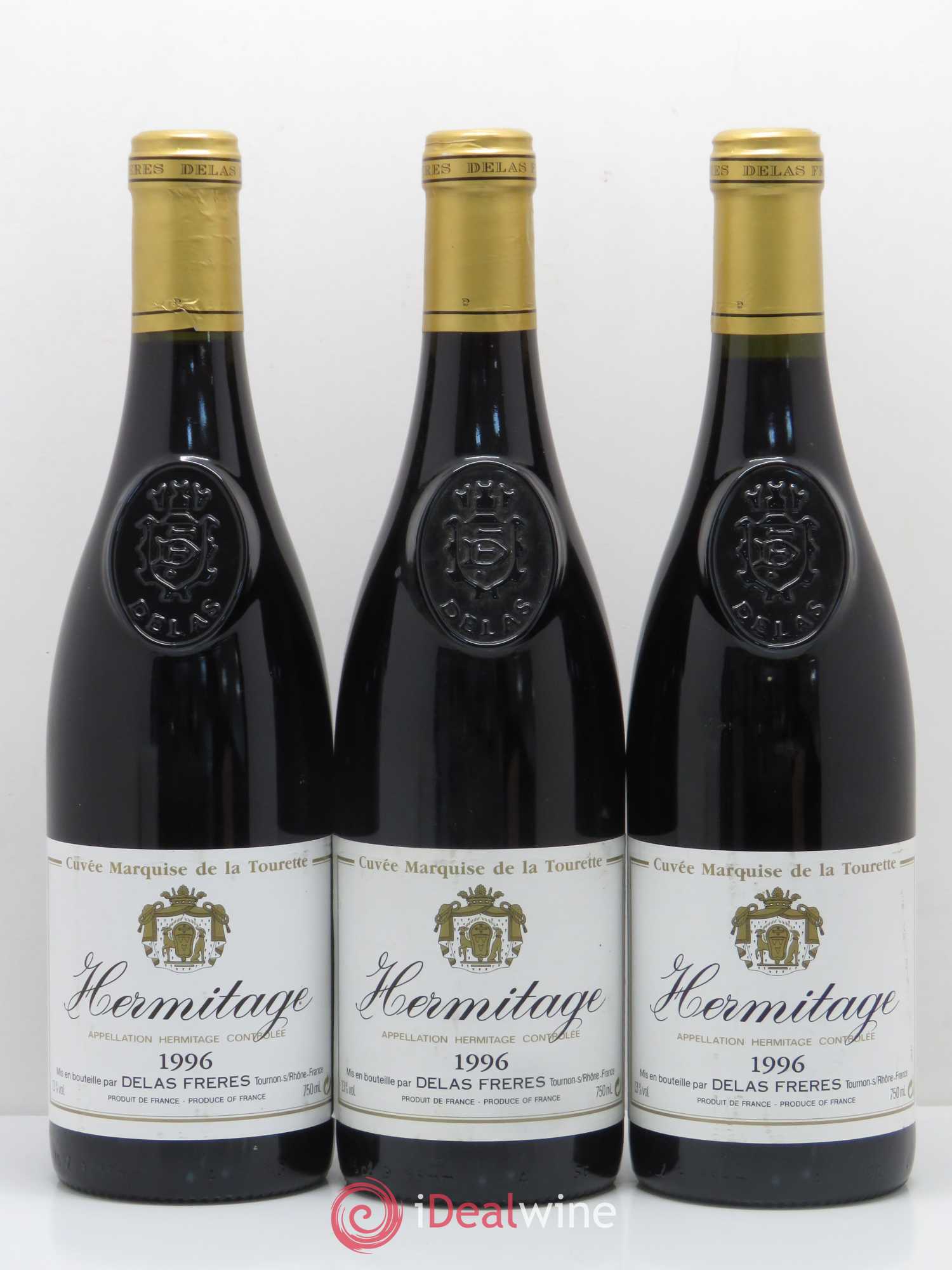 Hermitage Marquise de la Tourette Delas Frères (sans prix de réserve) 1996 - Lot de 3 bouteilles - 0